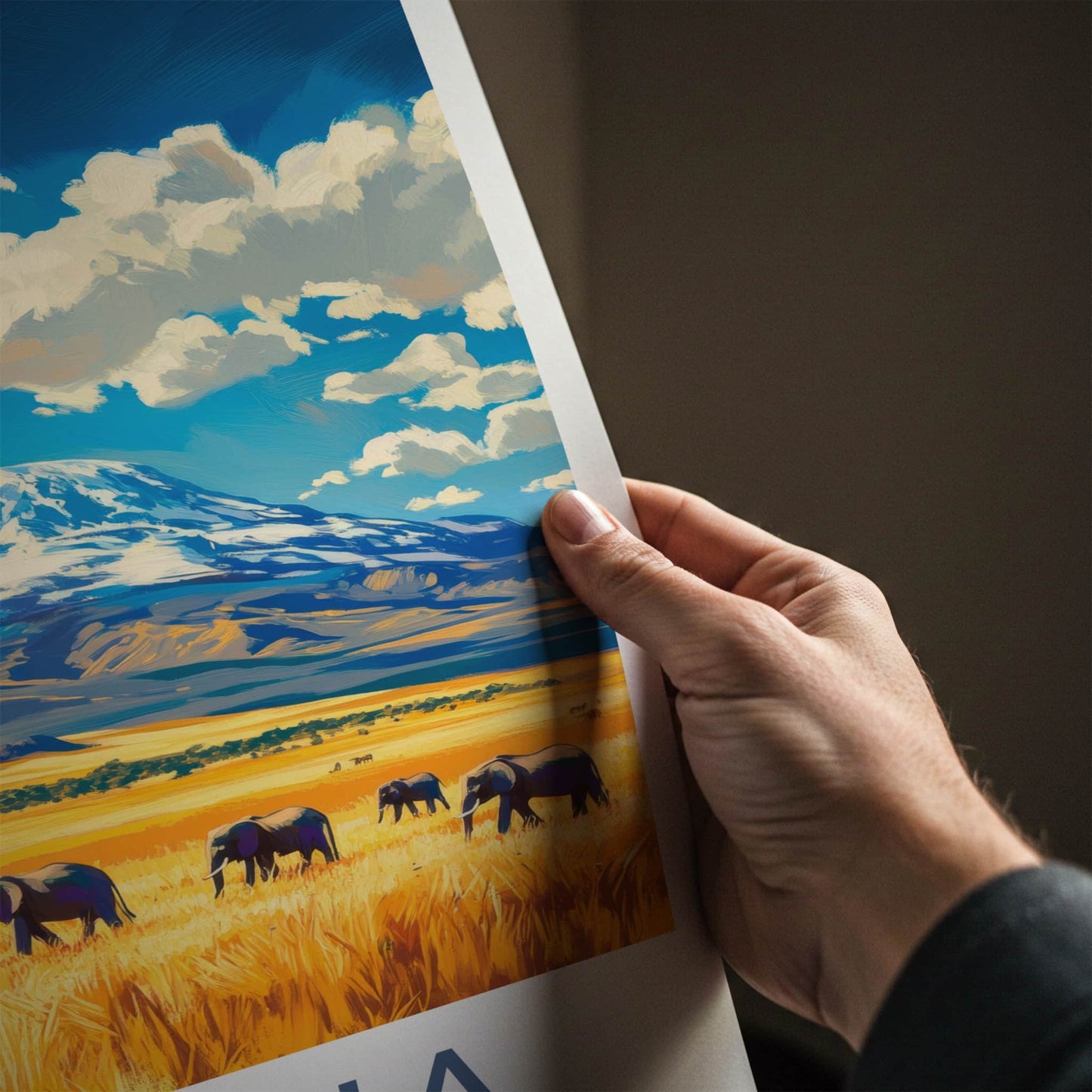 Arusha National Park Poster - Tanzania Travel Art - Elephants Mount Kilimanjaro Home Decor