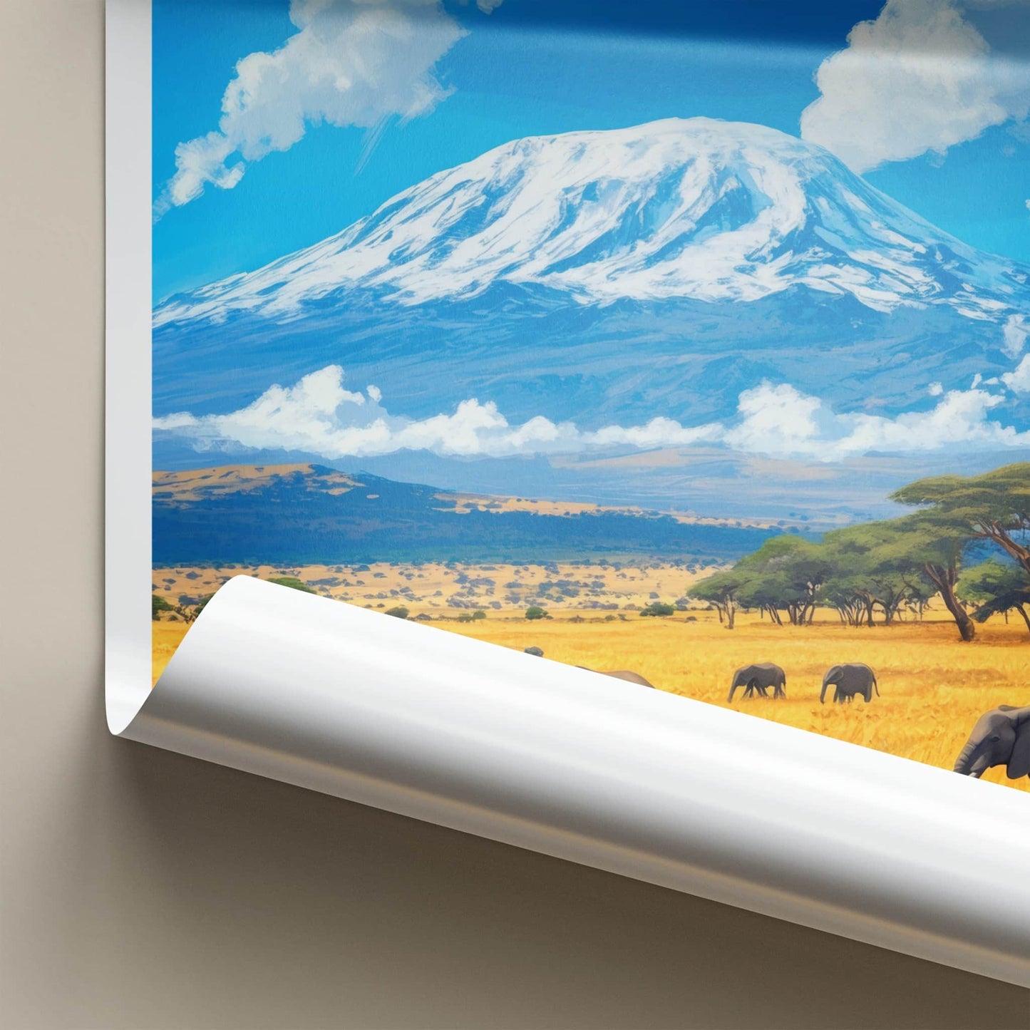 Arusha National Park Poster - Tanzania Wall Art - Elephants Golden Savanna Gift
