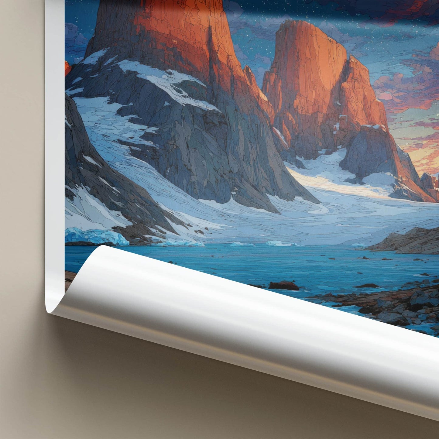 Asgard Poster - Canada Travel Art - Red Rock Mountains Home Decor