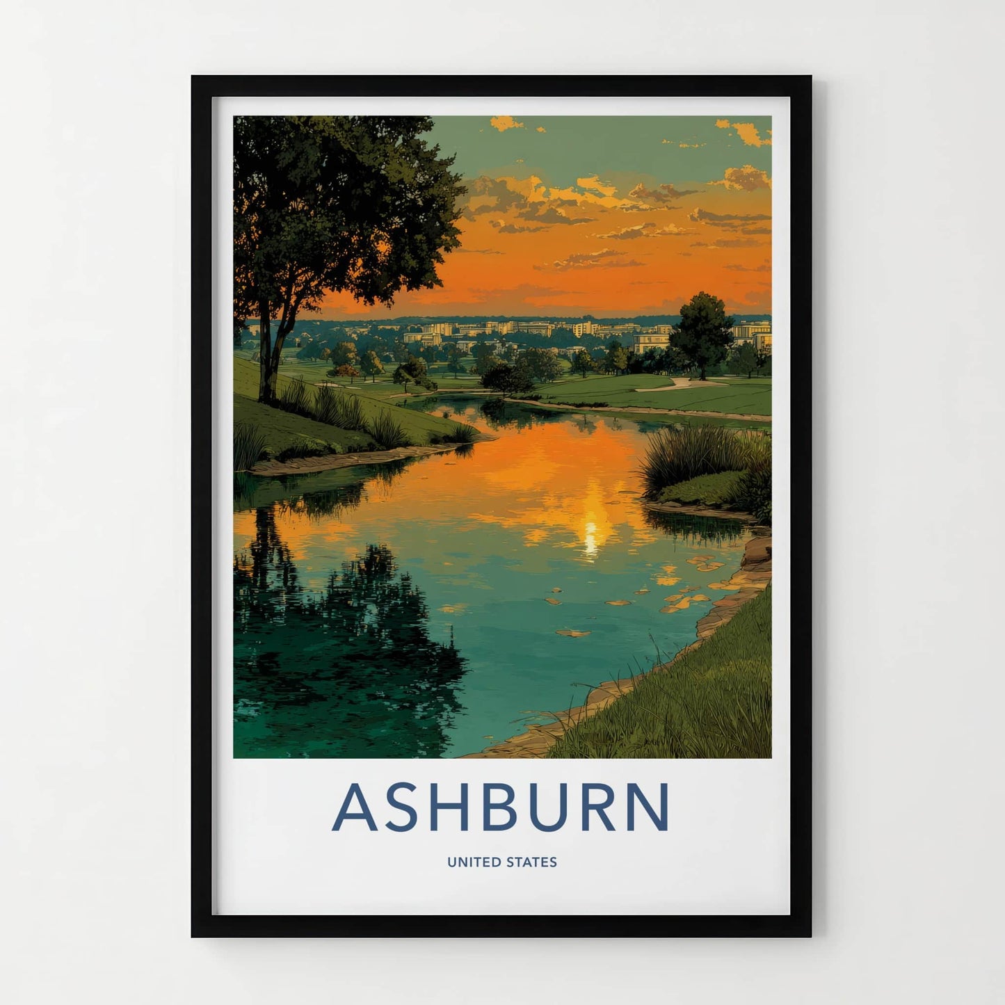 Ashburn Poster - Virginia Travel Art - Golf Course Sunset Home Decor