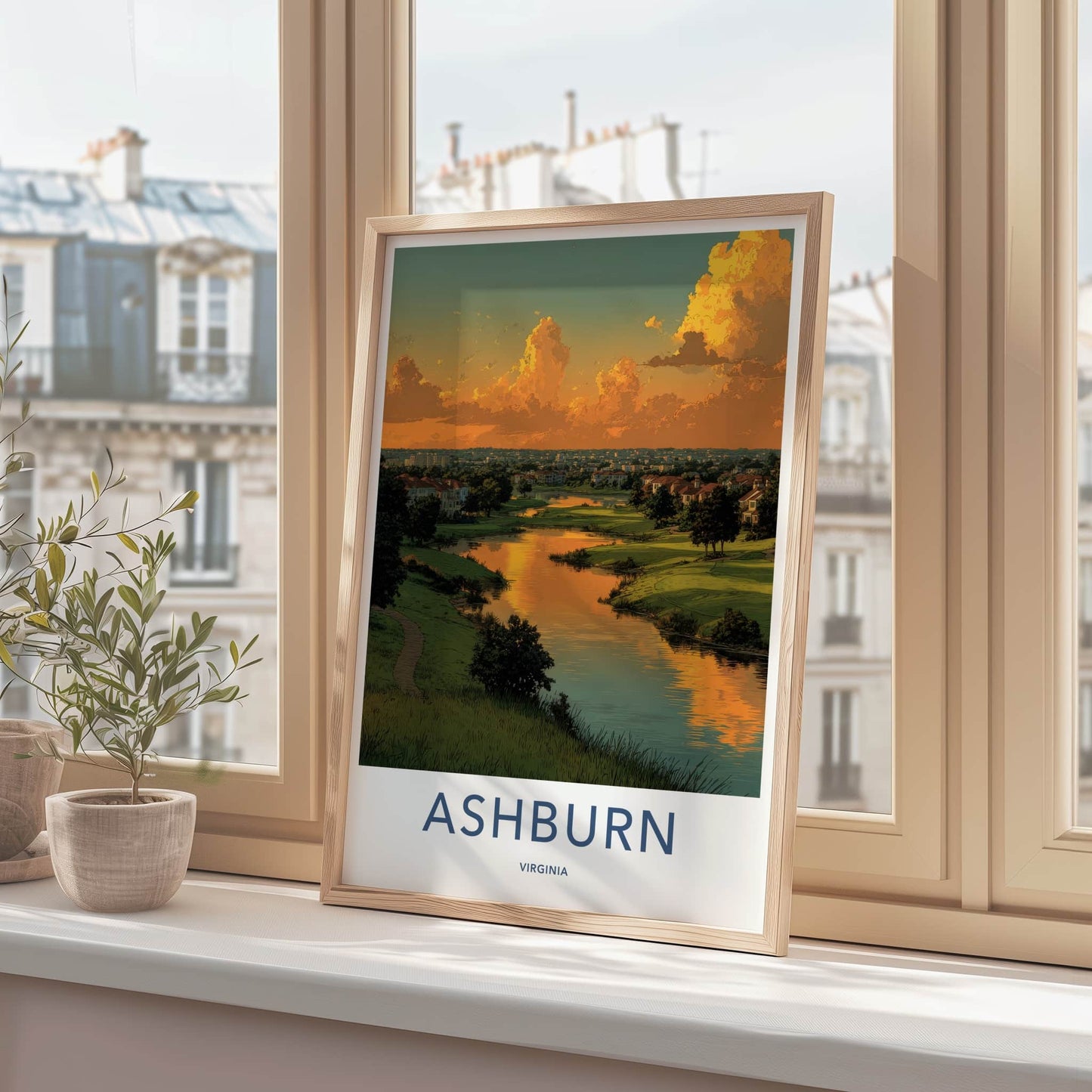 Ashburn Poster - Virginia Wall Art - Golden Hour Waterscape Home Decor