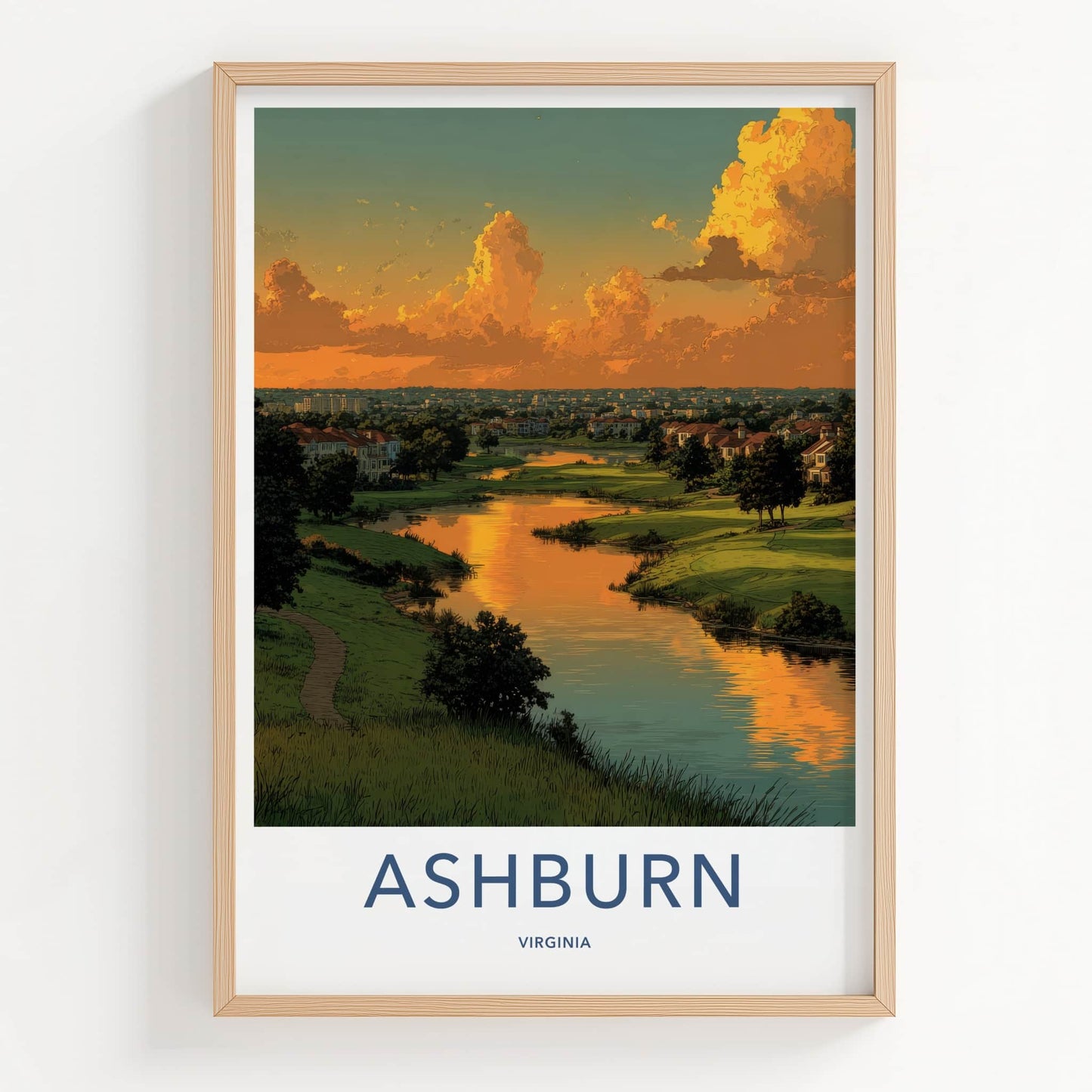 Ashburn Poster - Virginia Wall Art - Golden Hour Waterscape Home Decor