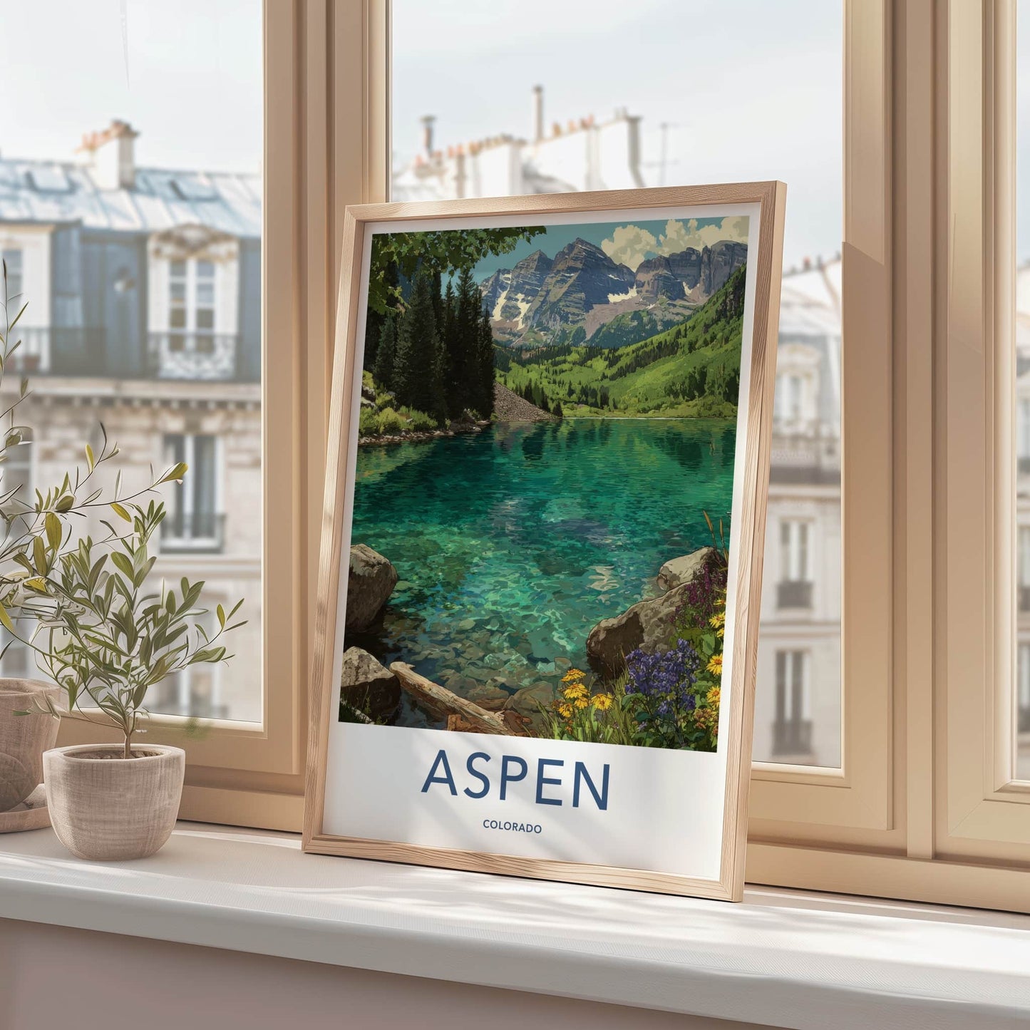 Aspen Poster Colorado Maroon Bells Reflection Framed Print