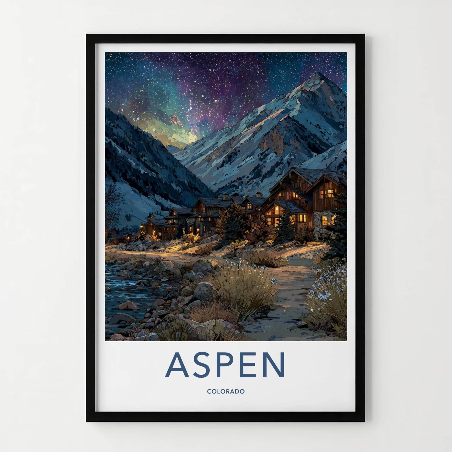 Aspen Poster - Colorado Wall Art - Starry Mountain Village Home Decor