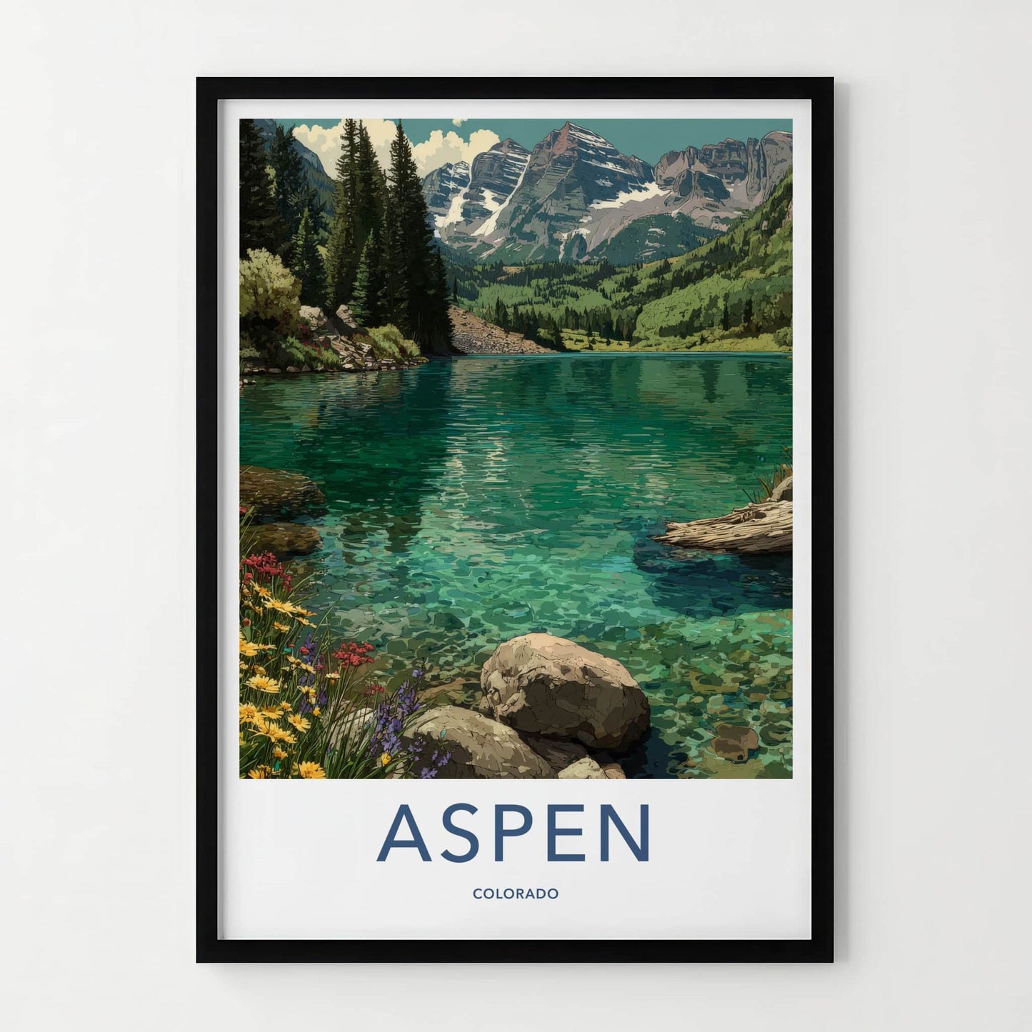 Aspen Poster - Colorado Wall Art - Vibrant Mountain Lake Home Decor