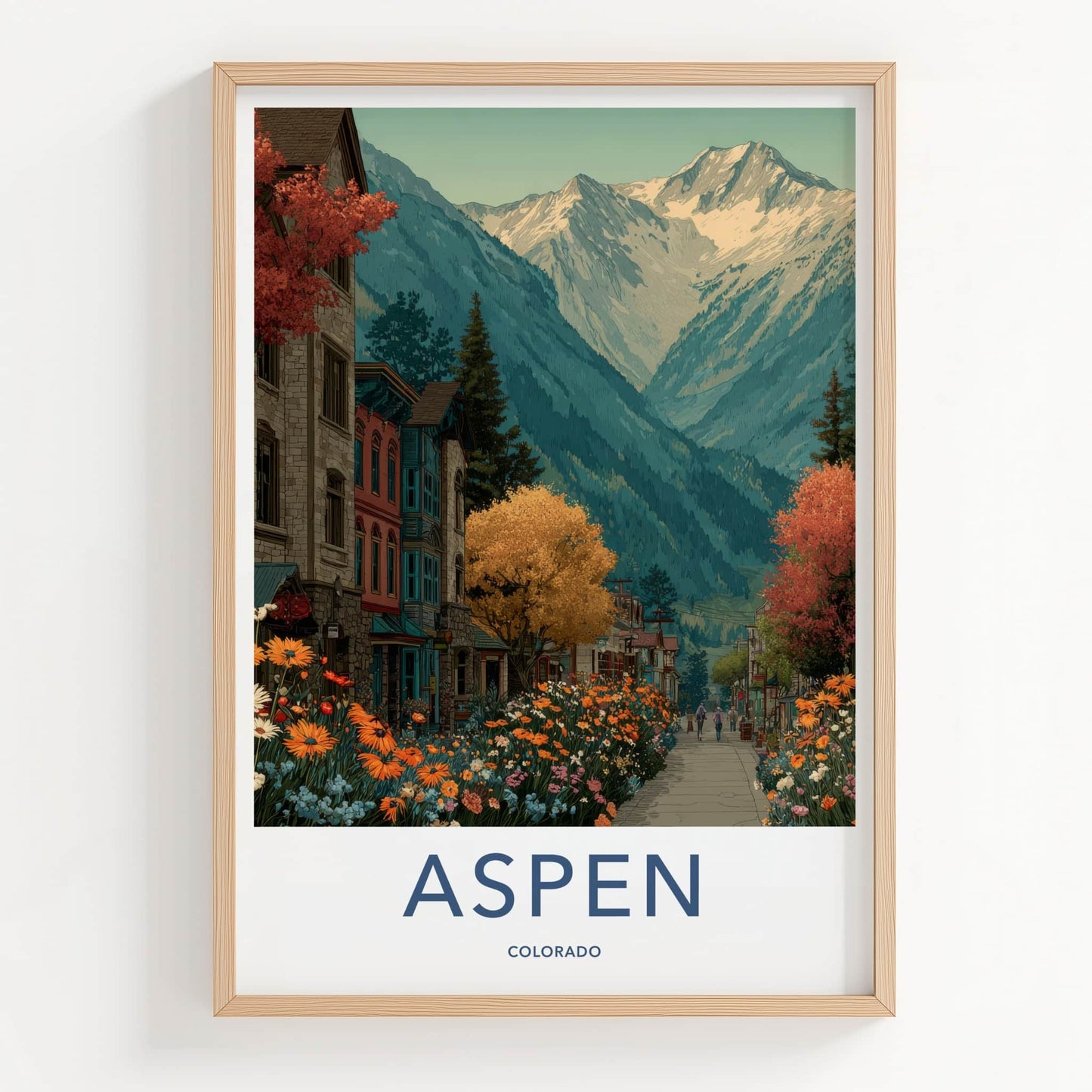 Aspen Poster - Colorado Wall Art - Vibrant Mountain Village Home Decor