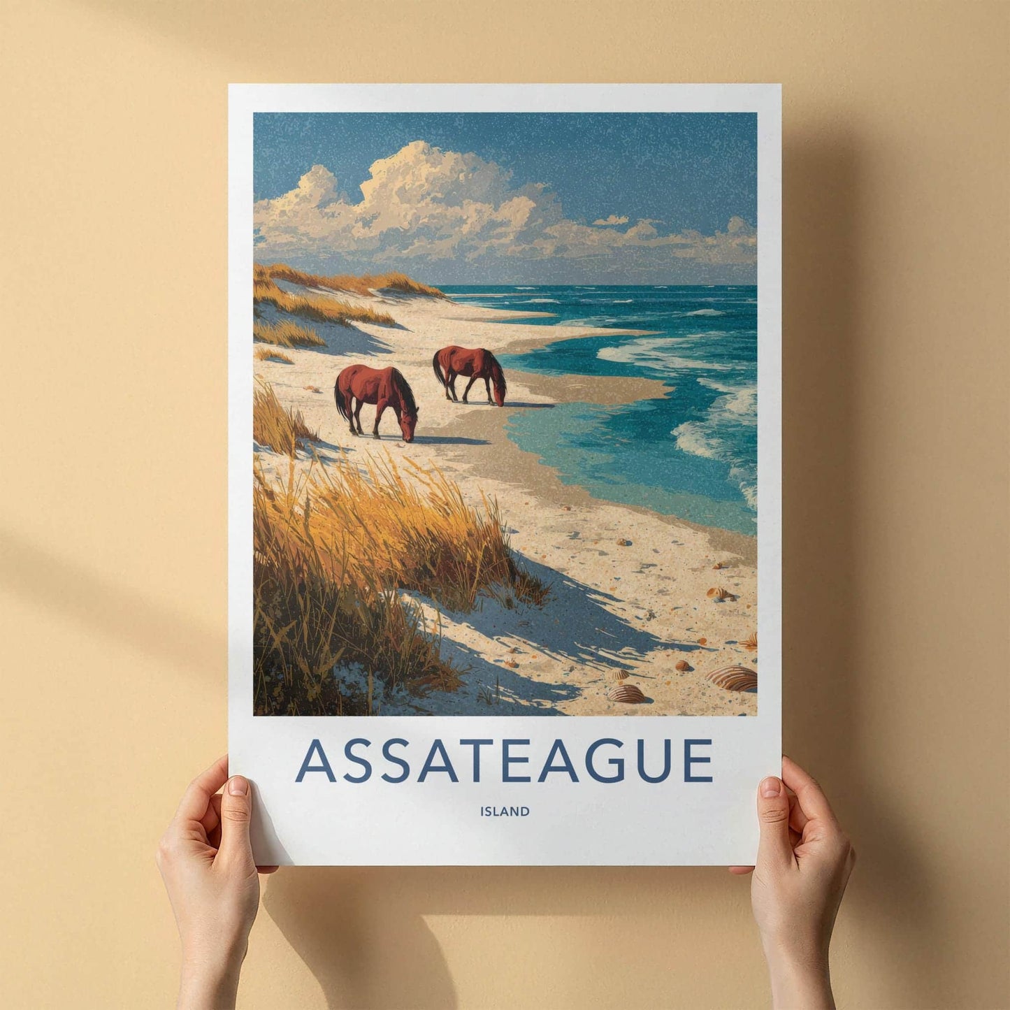Assateague Island Poster - Maryland Travel Print - Wild horses beach Wall Decor