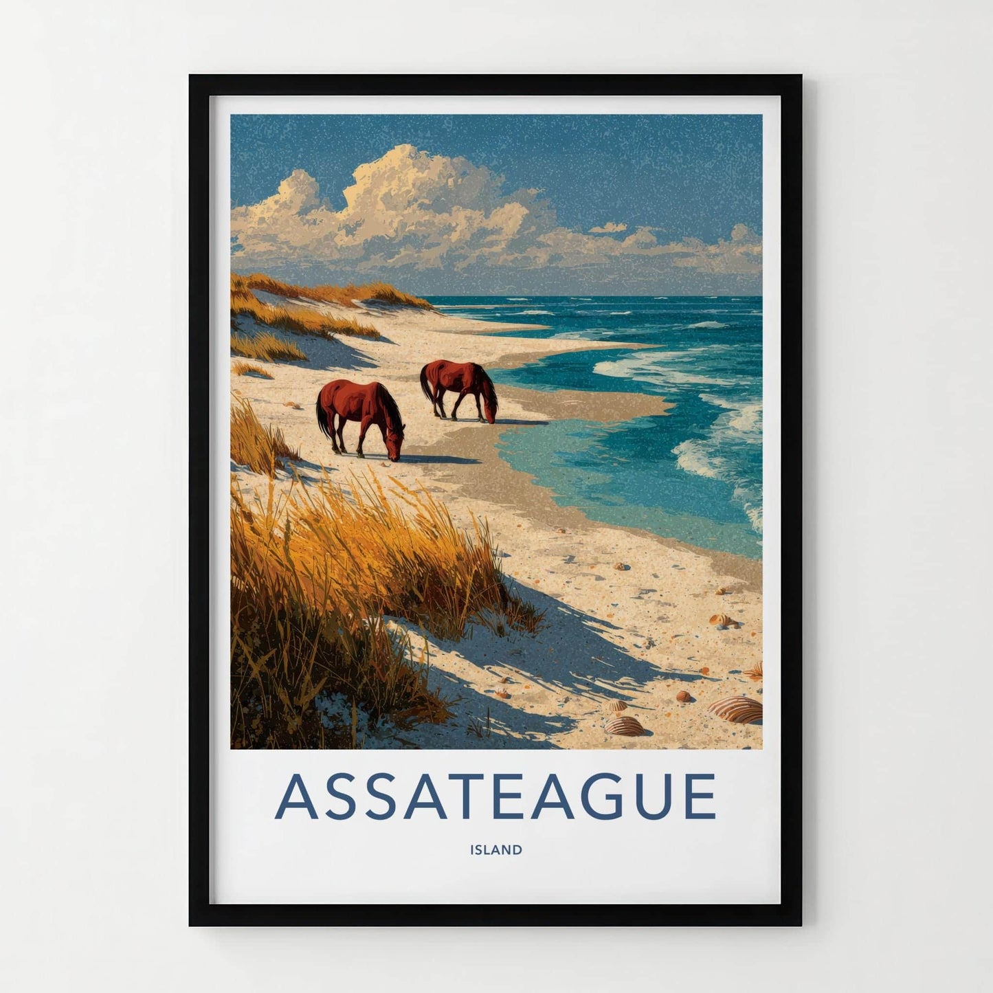 Assateague Island Poster - Maryland Travel Print - Wild horses beach Wall Decor
