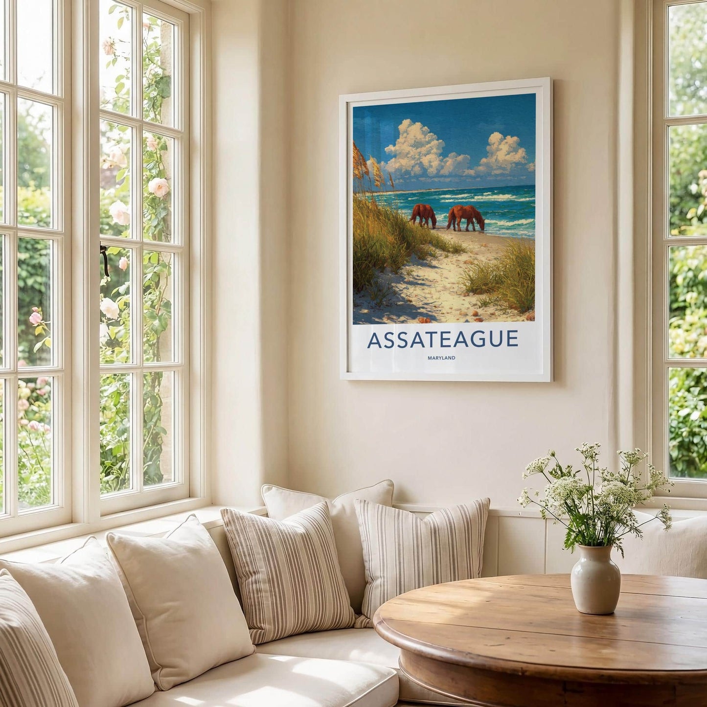 Assateague Poster - Maryland Travel Art - Wild Horses Beach Wall Decor