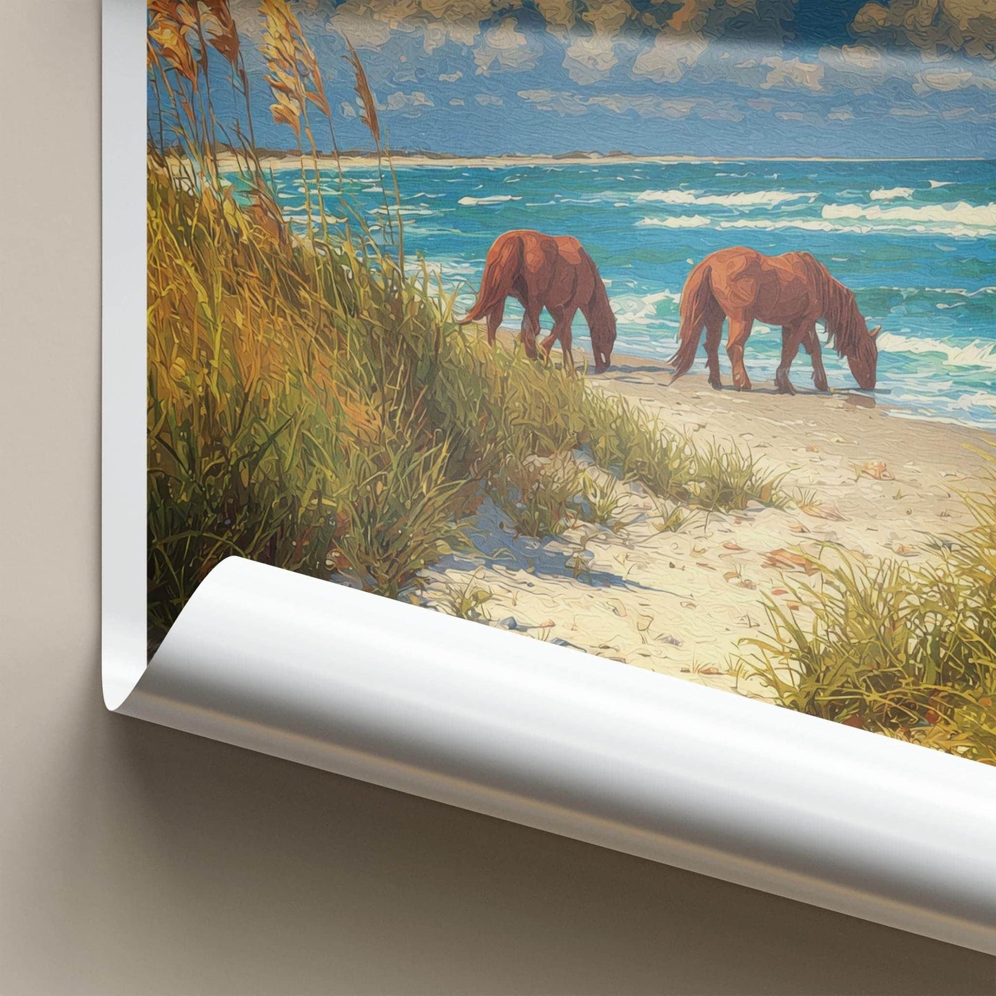Assateague Poster - Maryland Travel Art - Wild Horses Beach Wall Decor