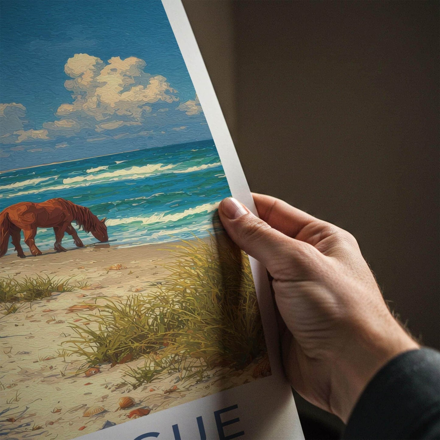 Assateague Poster - Maryland Travel Art - Wild Horses Beach Wall Decor