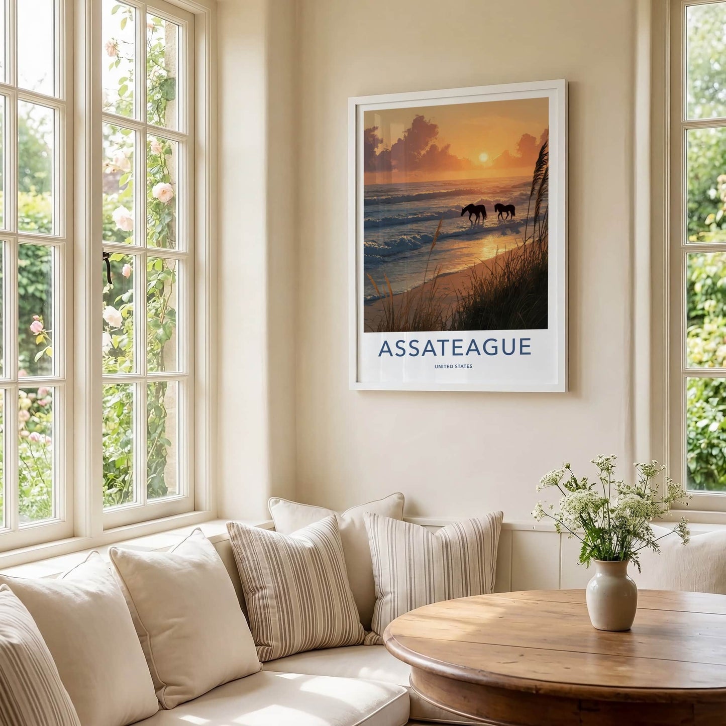 Assateague Poster - United States Wild Horses Sunset Wall Decor