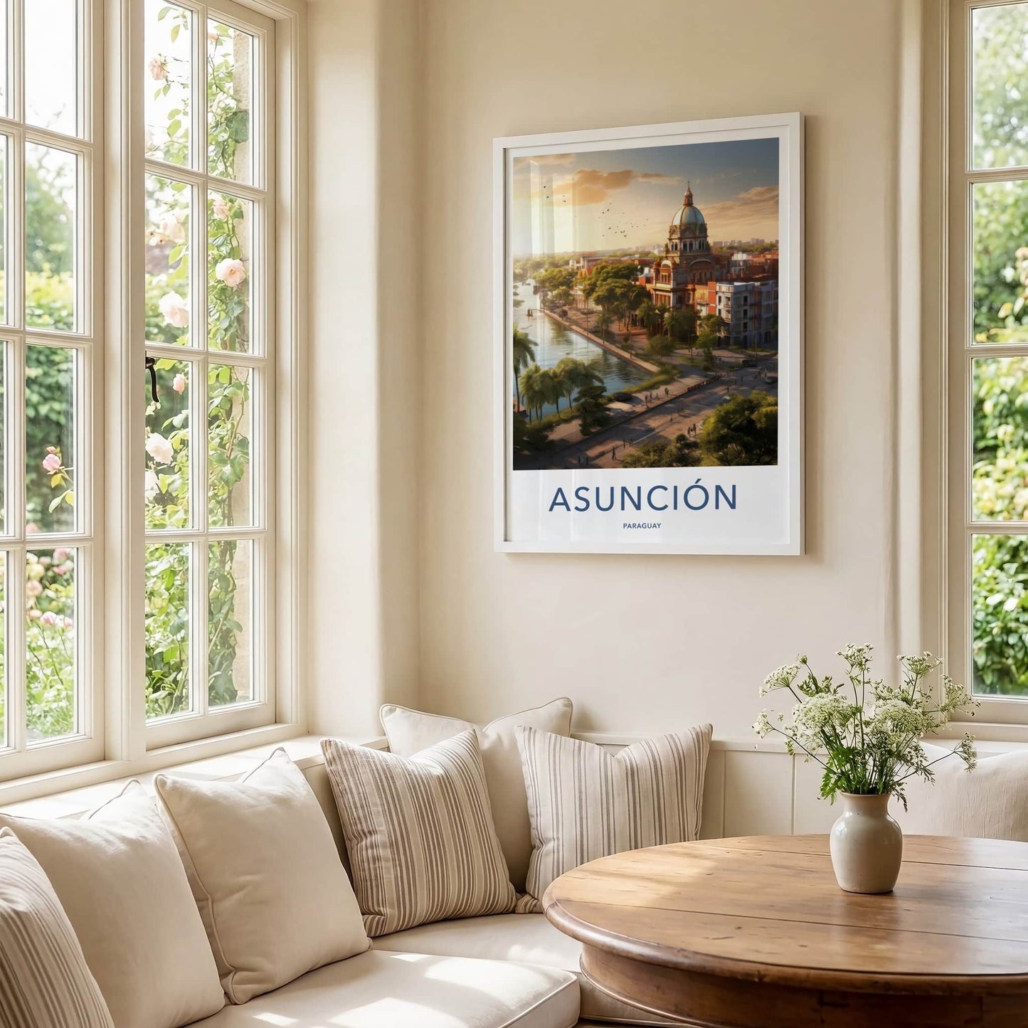 Asuncion Poster - Paraguay Travel Art - Sunset City River Home Decor