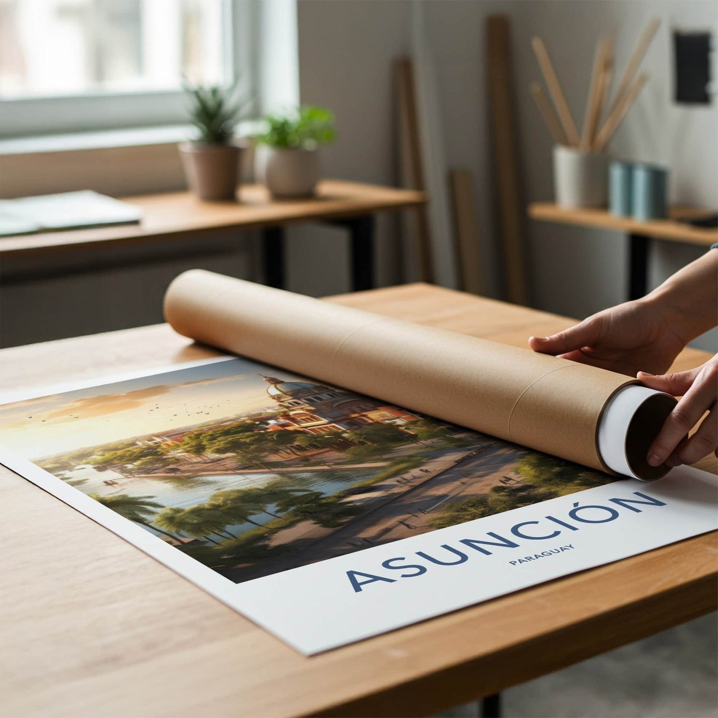Asuncion Poster - Paraguay Travel Art - Sunset City River Home Decor