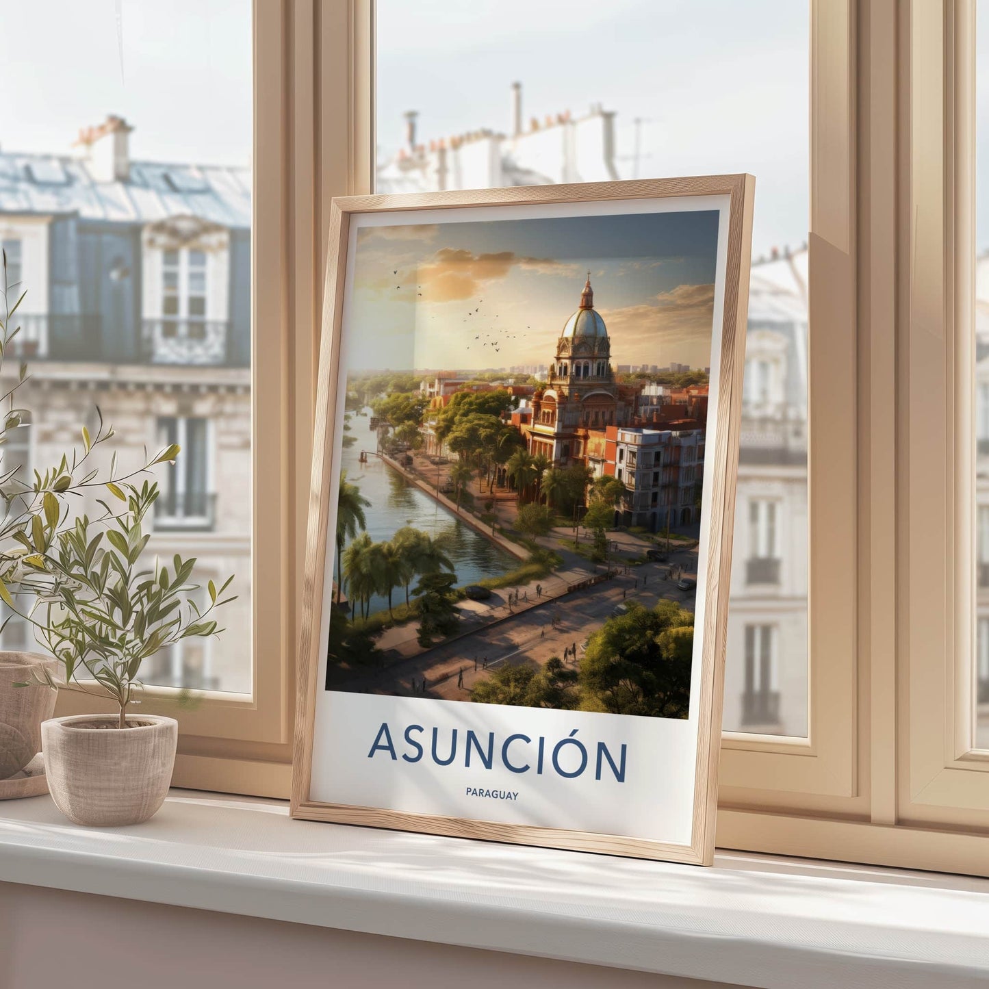 Asuncion Poster - Paraguay Travel Art - Sunset City River Home Decor