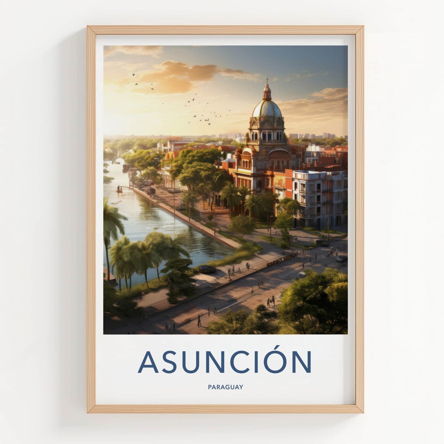 Asuncion Poster - Paraguay Travel Art - Sunset City River Home Decor