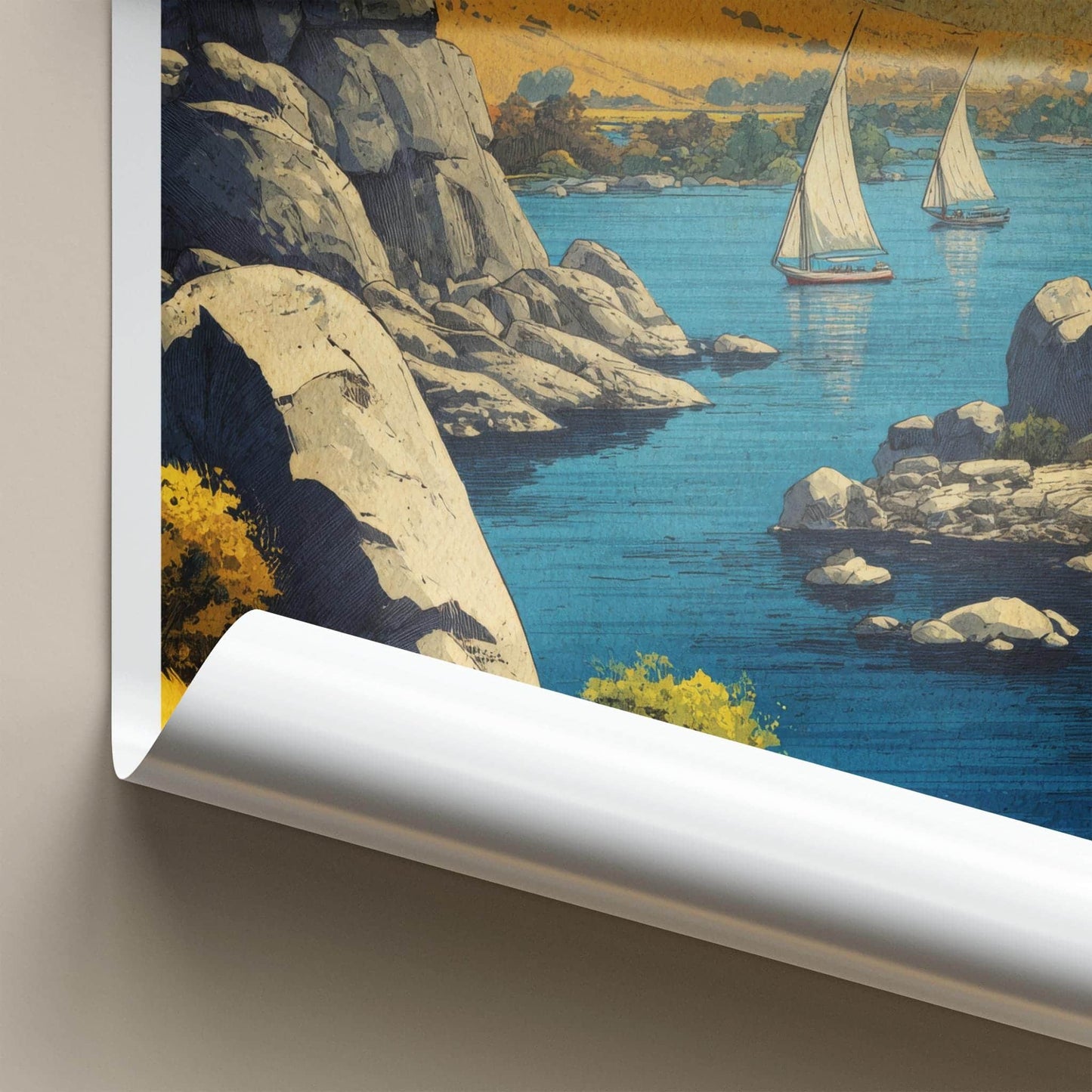 Aswan Poster - Egypt Travel Print - Nile Sailboats Home Decor