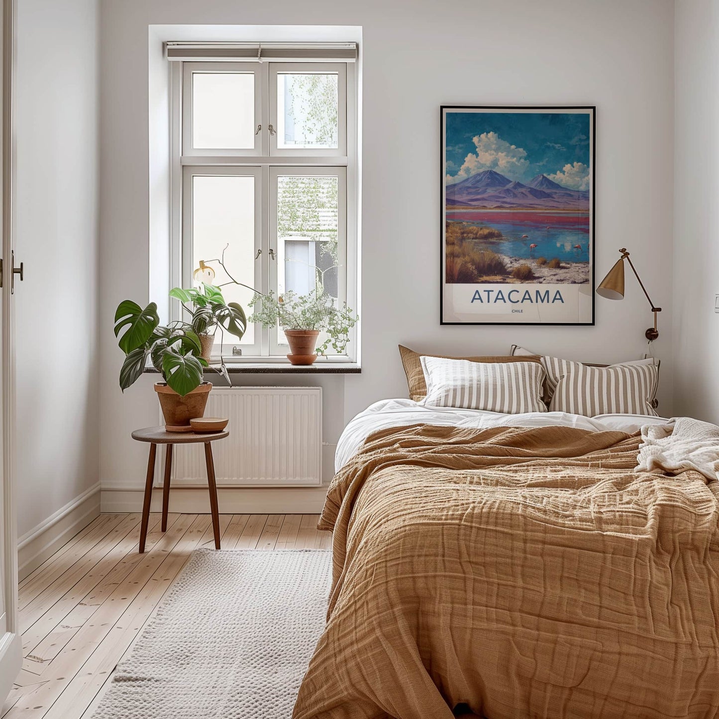 Atacama Poster - Chile Travel Art - Red Lake Flamingos Home Decor