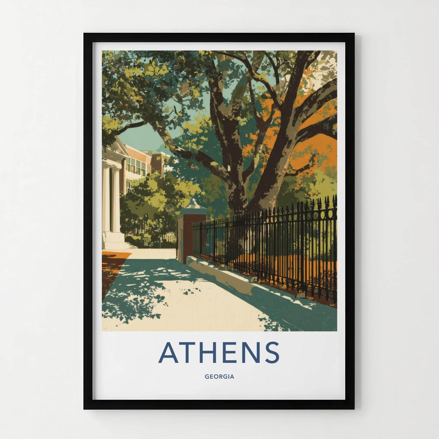 Athens Poster - Georgia Art Print - Vibrant Street Scene Home Decor