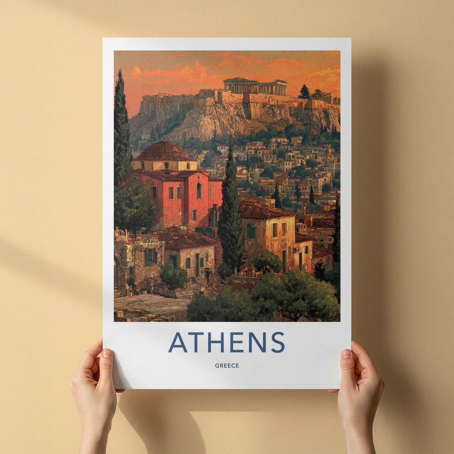 Athens Poster - Greece Travel Art - Acropolis Cityscape Home Decor