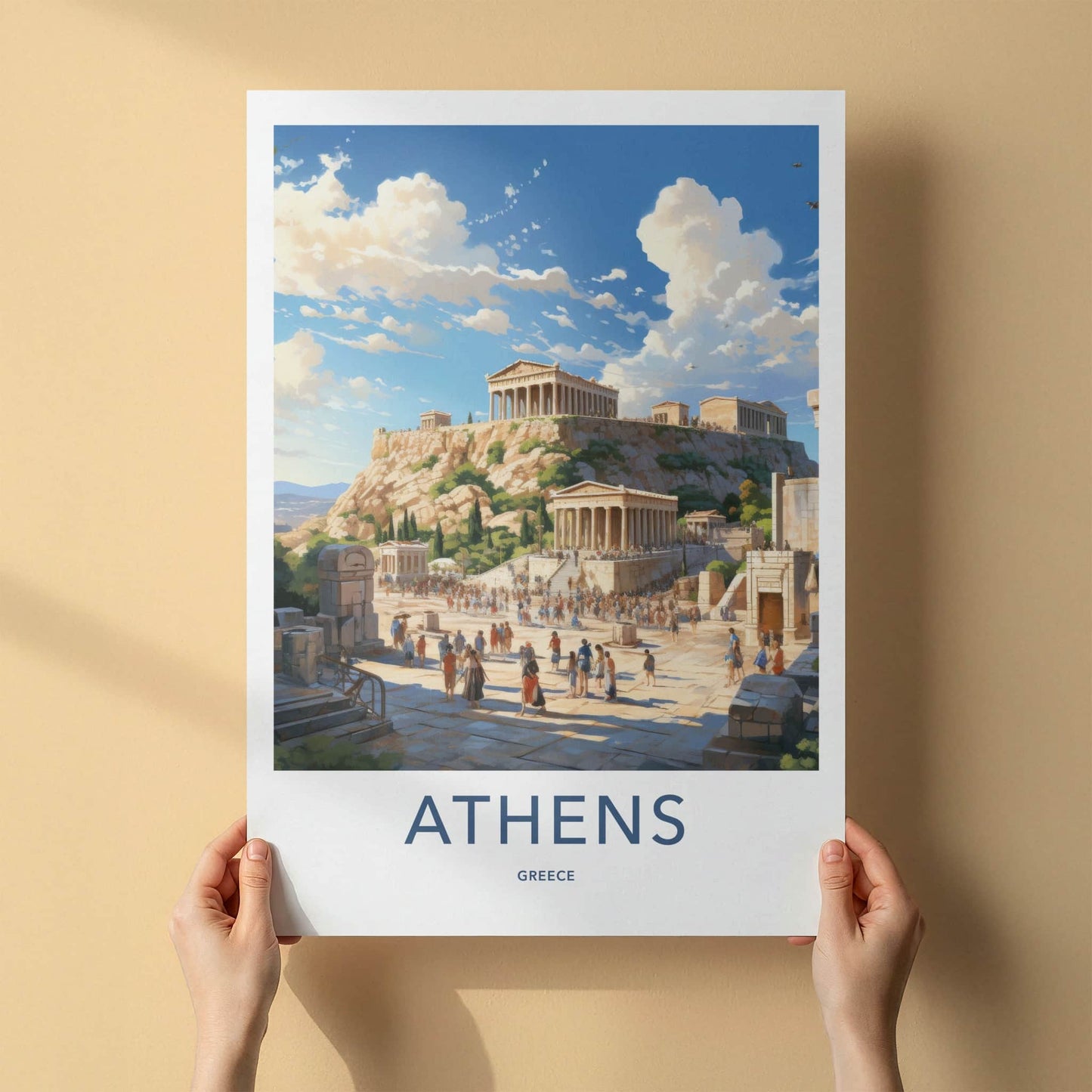 Athens Poster - Greece Travel Art - Ancient Temple Acropolis Home Decor