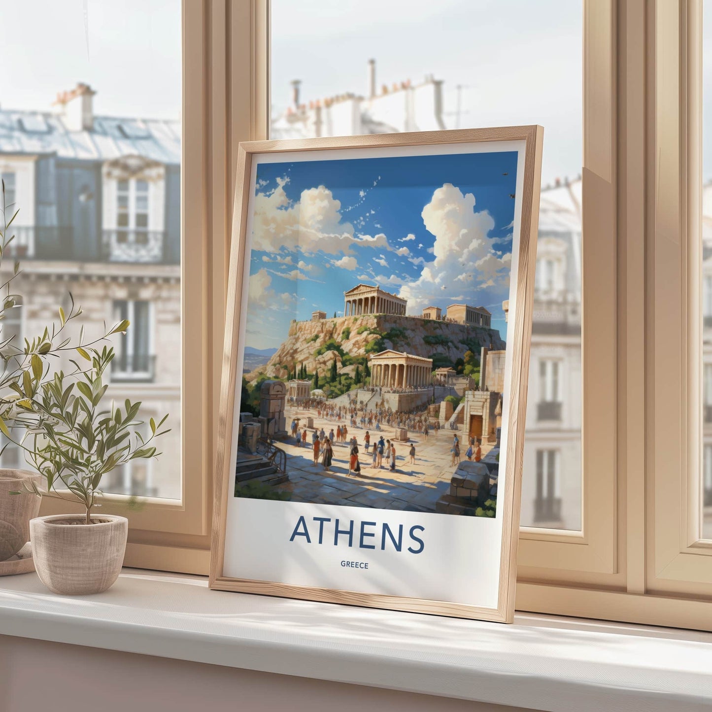 Athens Poster - Greece Travel Art - Ancient Temple Acropolis Home Decor