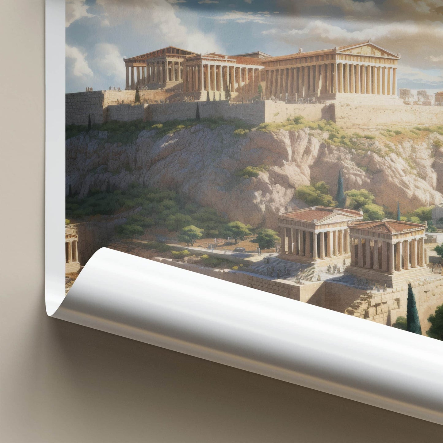 Athens Poster - Greece Travel Art - Ancient Temple Hilltop Home Decor