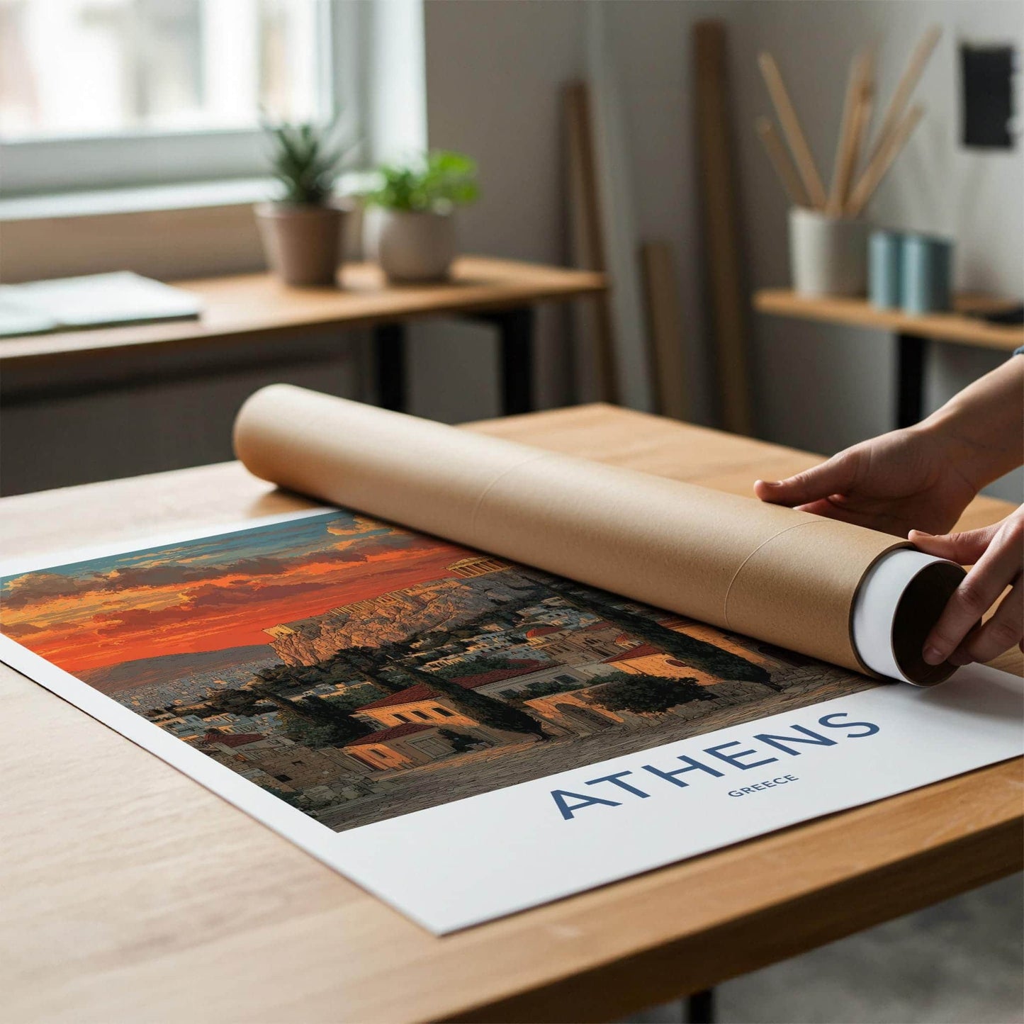 Athens Poster - Greece Travel Print - Acropolis Sunset Home Decor