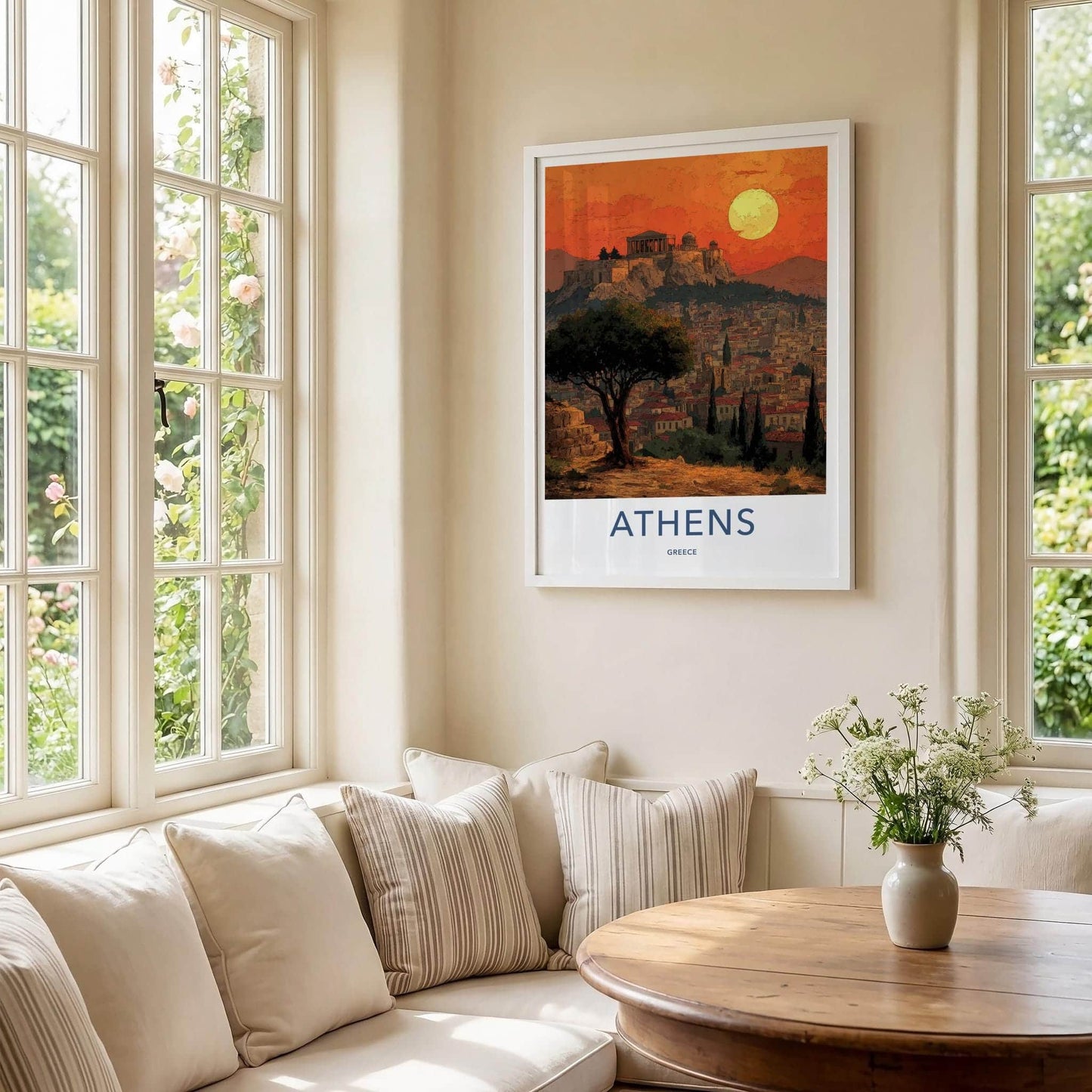 Athens Poster - Greece Travel Print - Sunset Acropolis View Wall Decor
