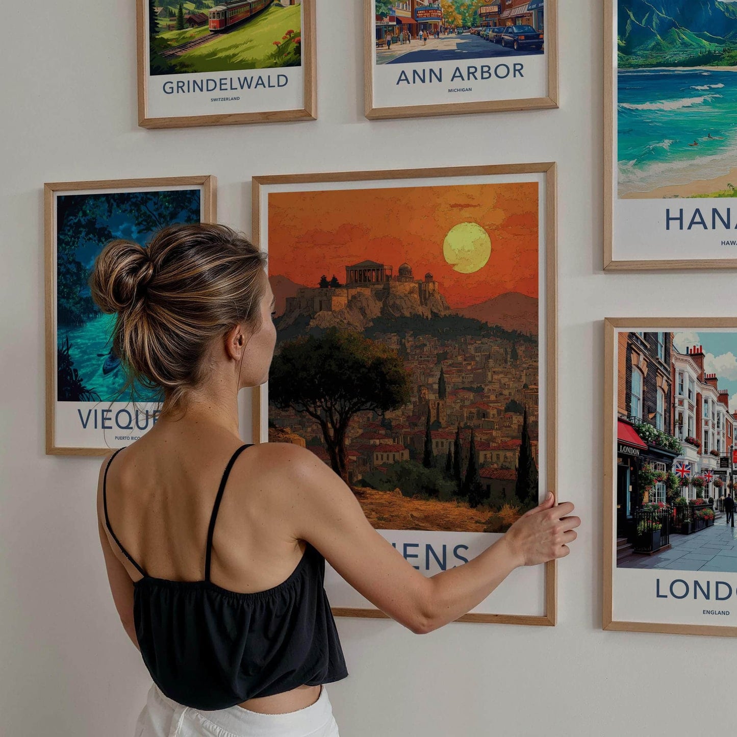 Athens Poster - Greece Travel Print - Sunset Acropolis View Wall Decor