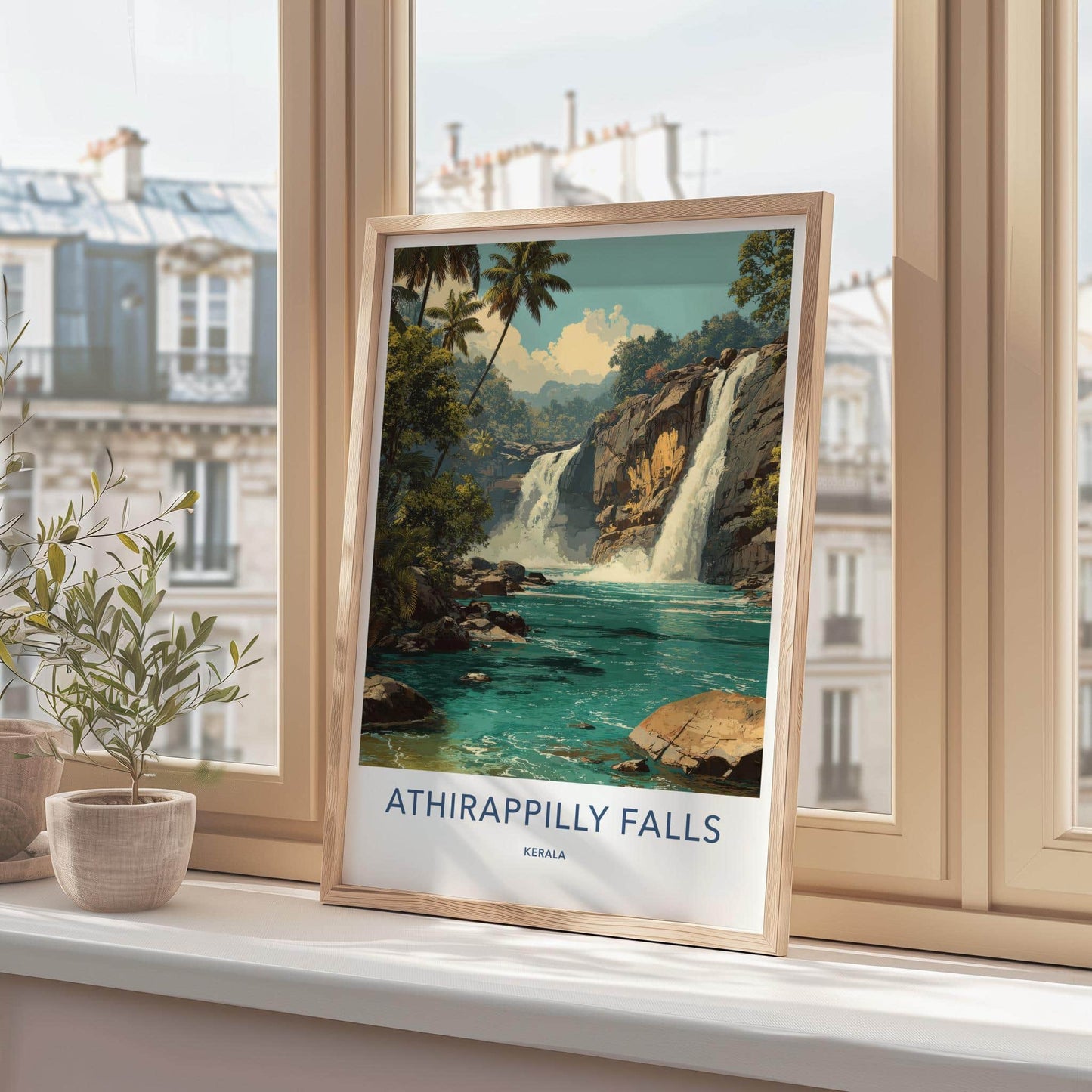Athirappilly Falls Poster - India Travel Art - Jungle Waterfall Wall Decor