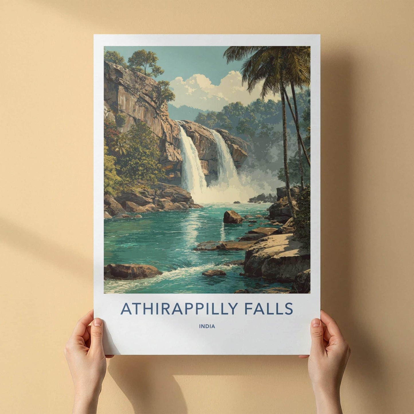 Athirappilly Falls Poster - India Wall Art - Kerala Lush Green Falls Gift