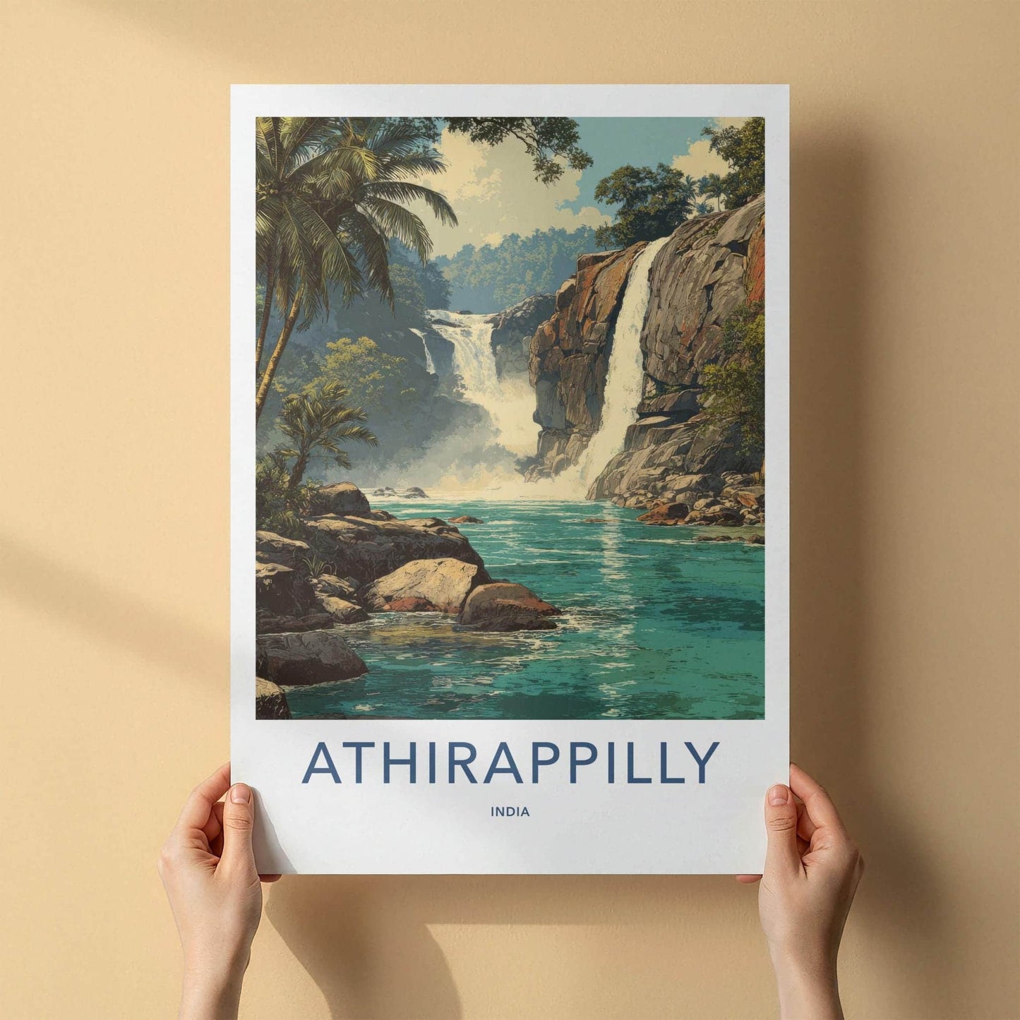 Athirappilly Poster - India Travel Print - Tropical Waterfall Wall Decor