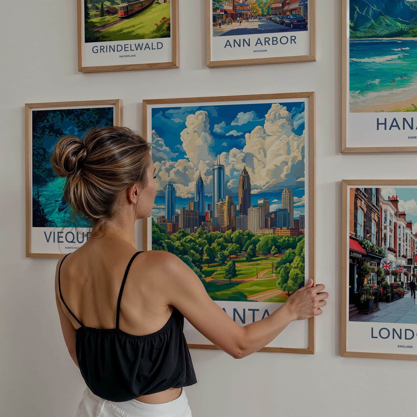 Atlanta Poster - Georgia Travel Art - Cityscape Park Clouds Wall Decor