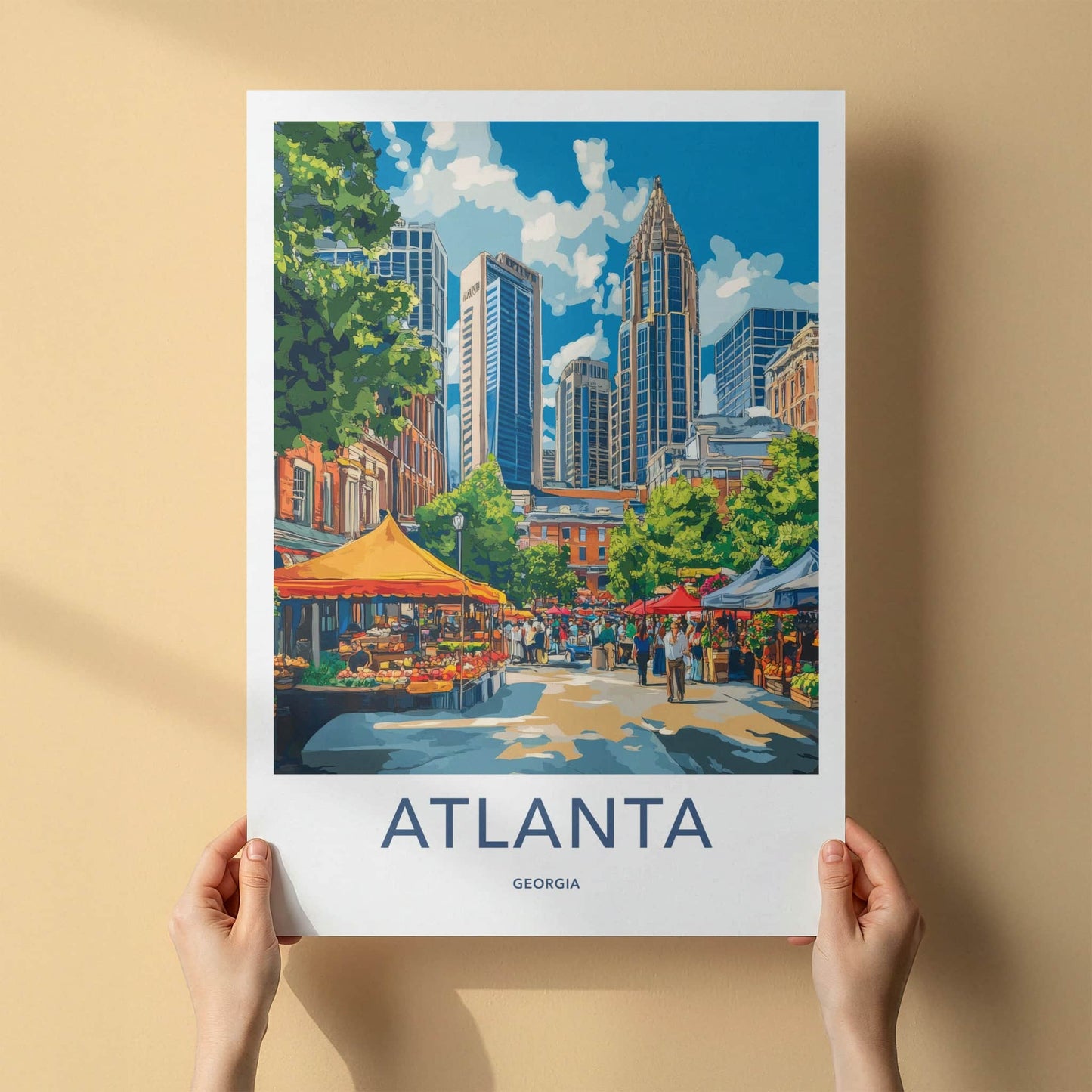 Atlanta Poster - Georgia Travel Art - Vibrant Street Market Home Decor