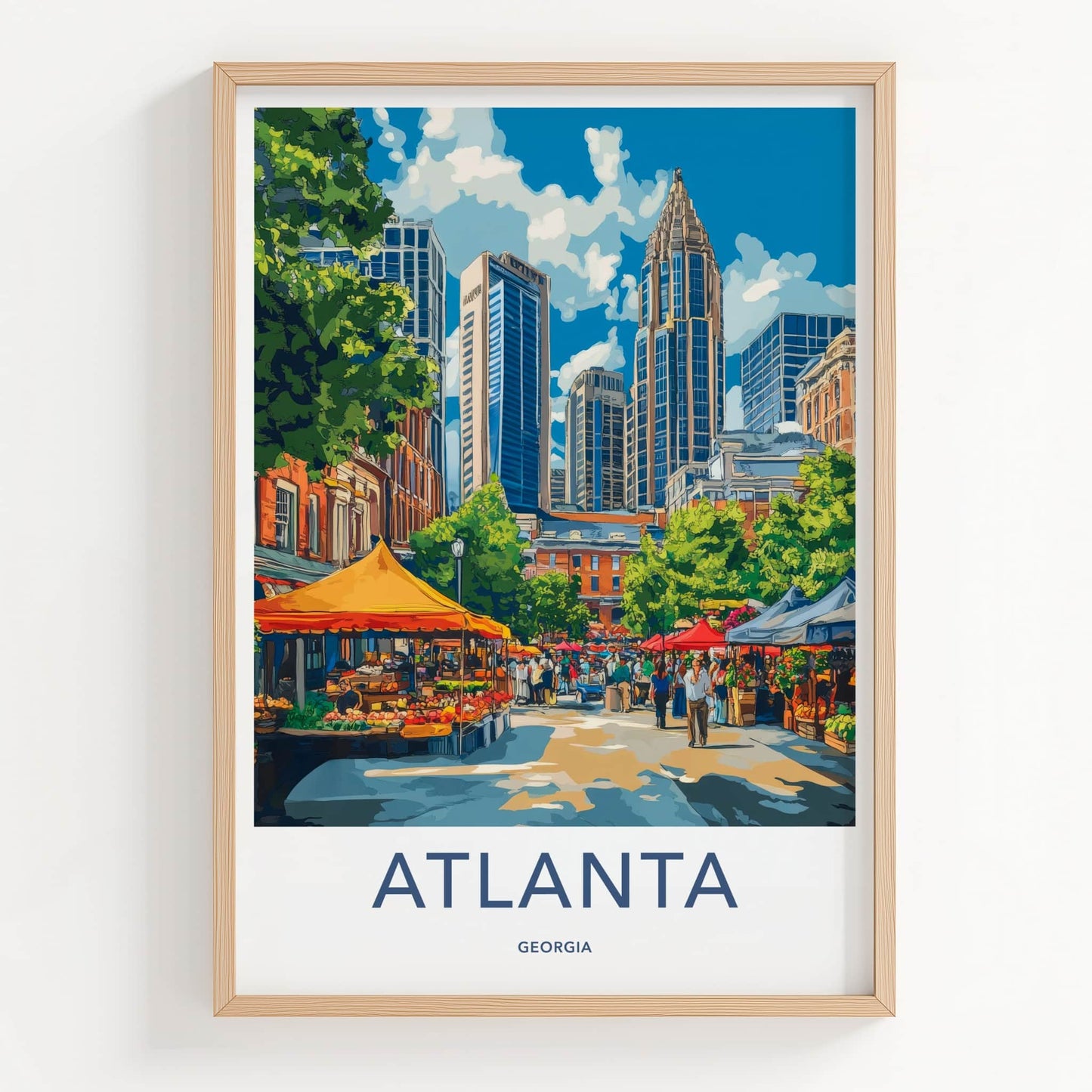 Atlanta Poster - Georgia Travel Art - Vibrant Street Market Home Decor