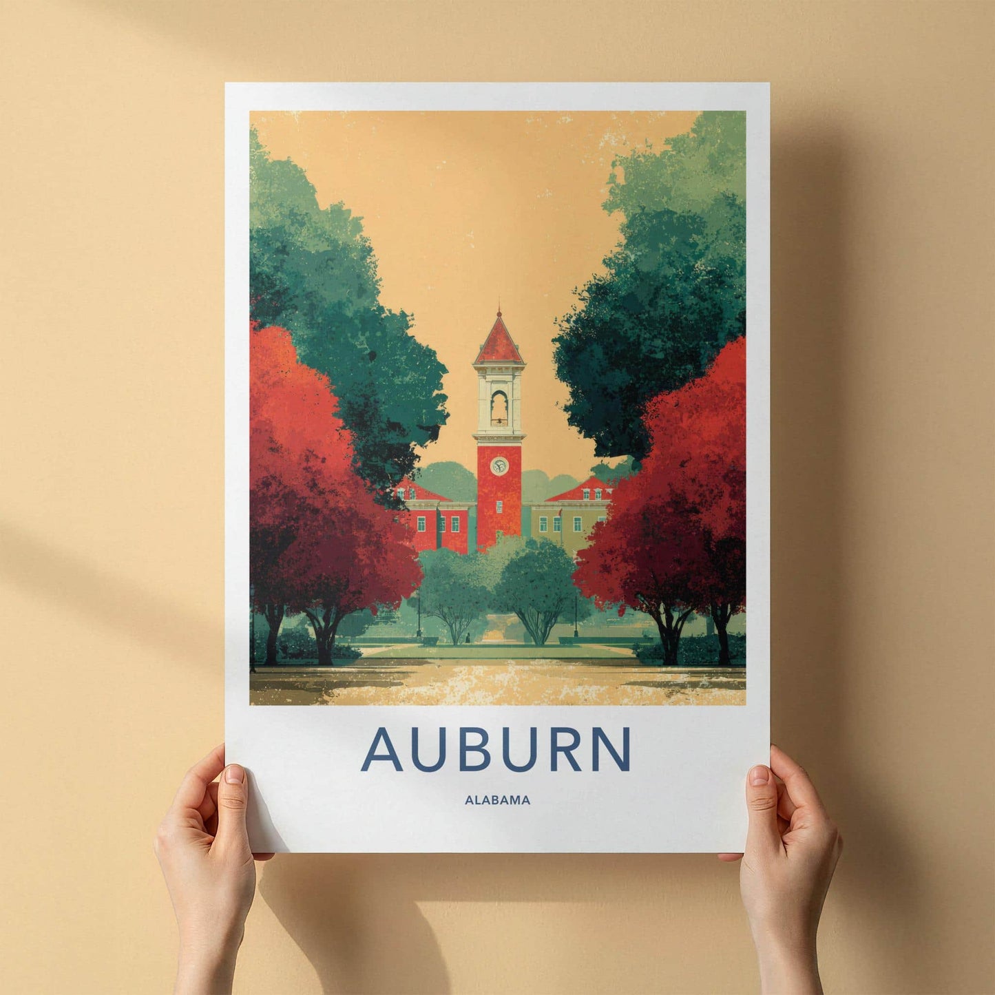 Auburn Poster - Alabama Wall Art - Clock Tower View Home Decor