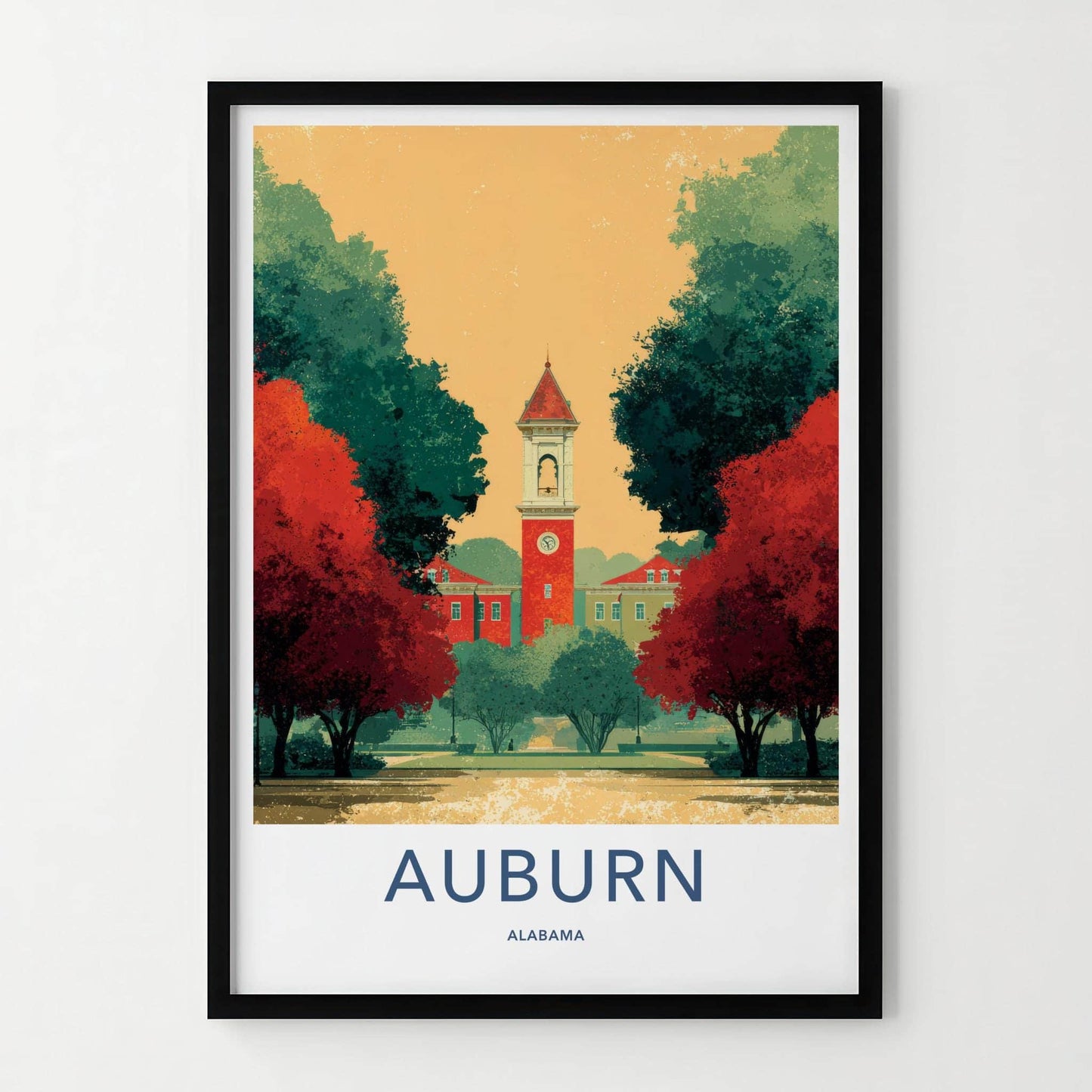 Auburn Poster - Alabama Wall Art - Clock Tower View Home Decor