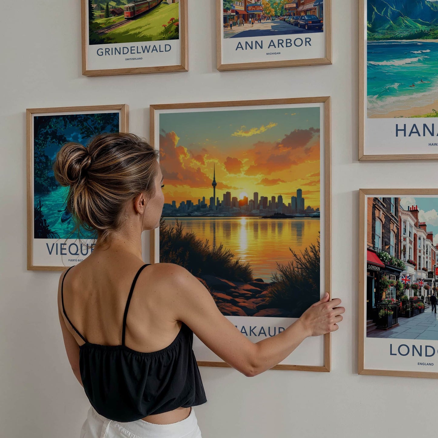 Auckland Poster - New Zealand Travel Art - City Skyline Sunset Home Decor