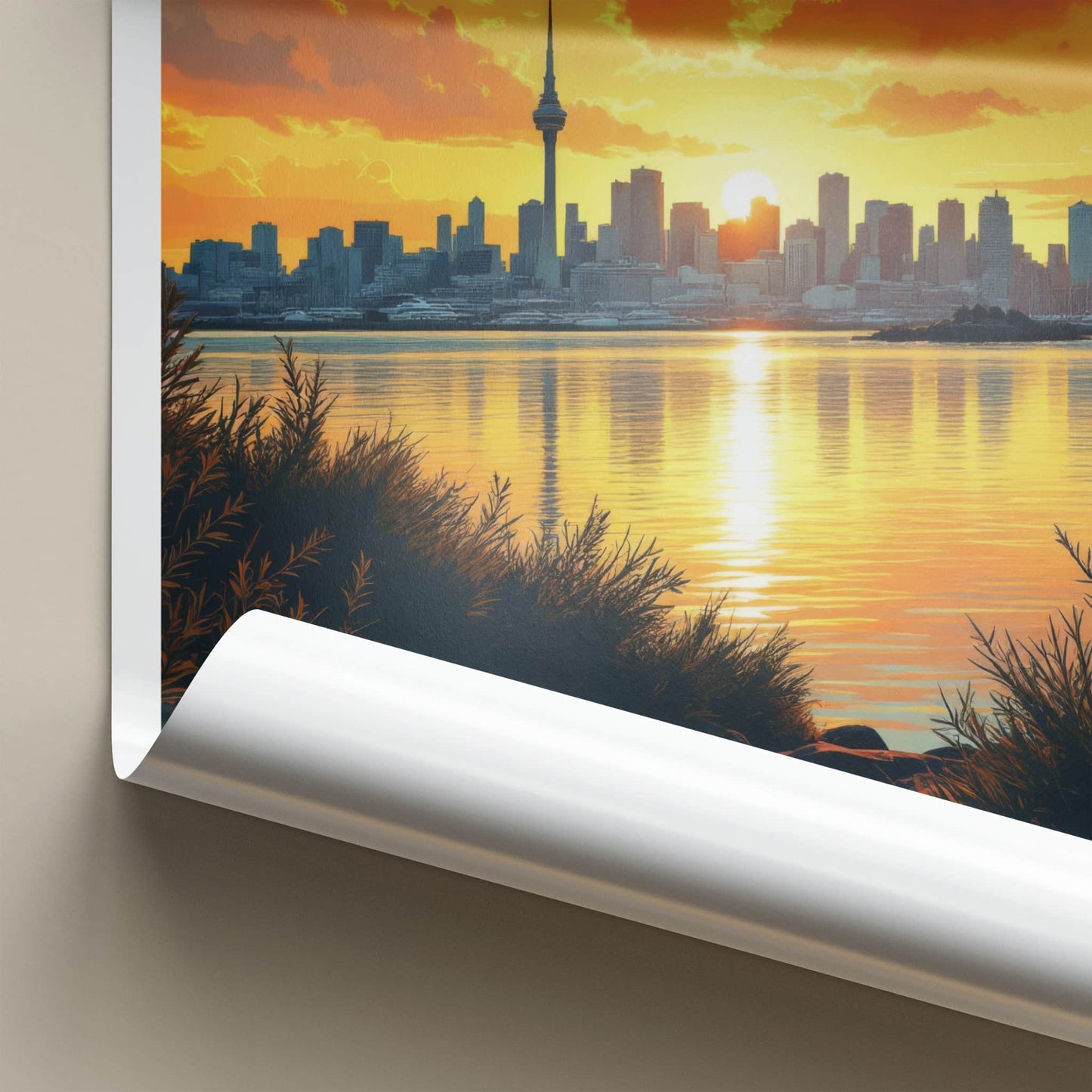 Auckland Poster - New Zealand Travel Art - City Skyline Sunset Home Decor
