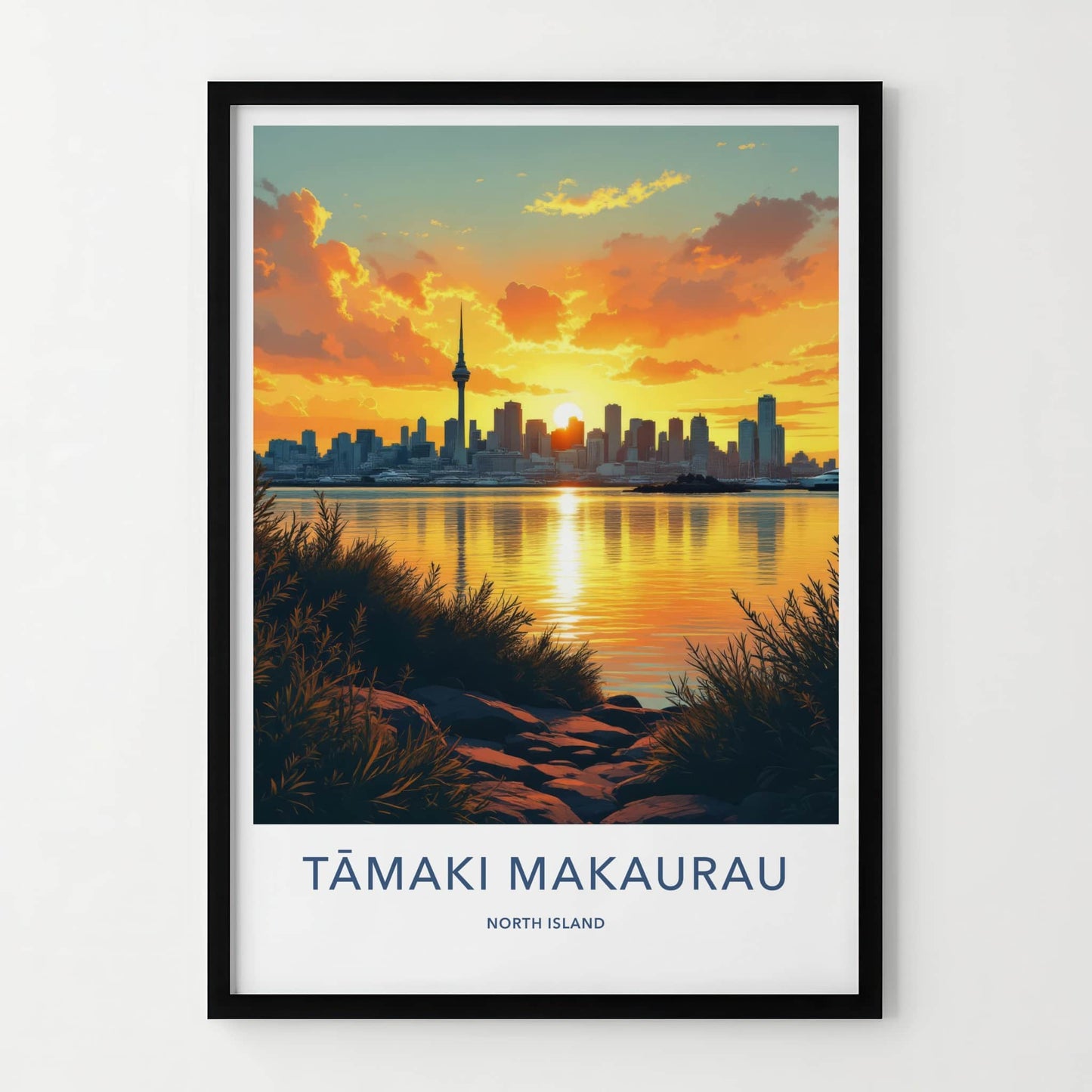 Auckland Poster - New Zealand Travel Art - City Skyline Sunset Home Decor