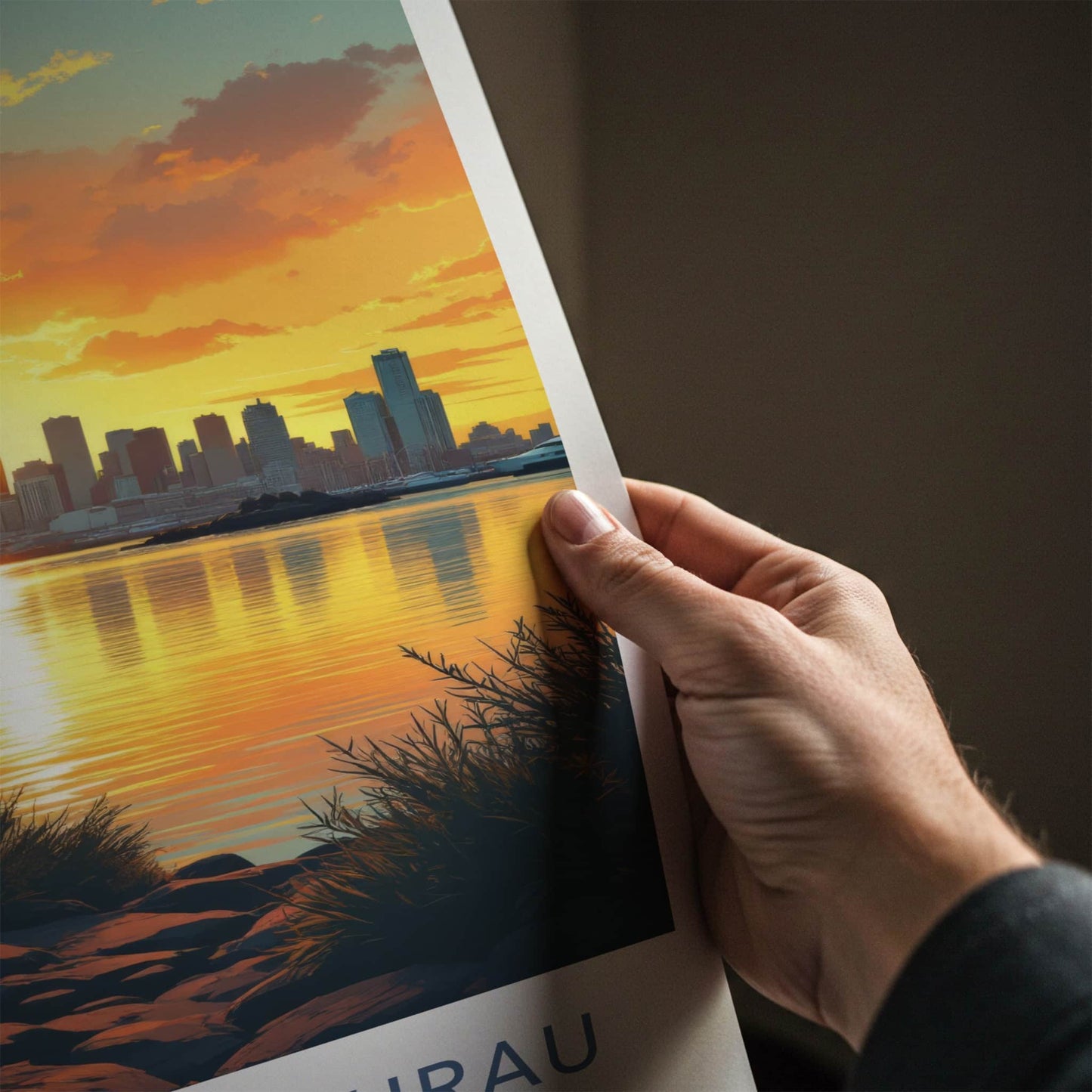 Auckland Poster - New Zealand Travel Art - City Skyline Sunset Home Decor