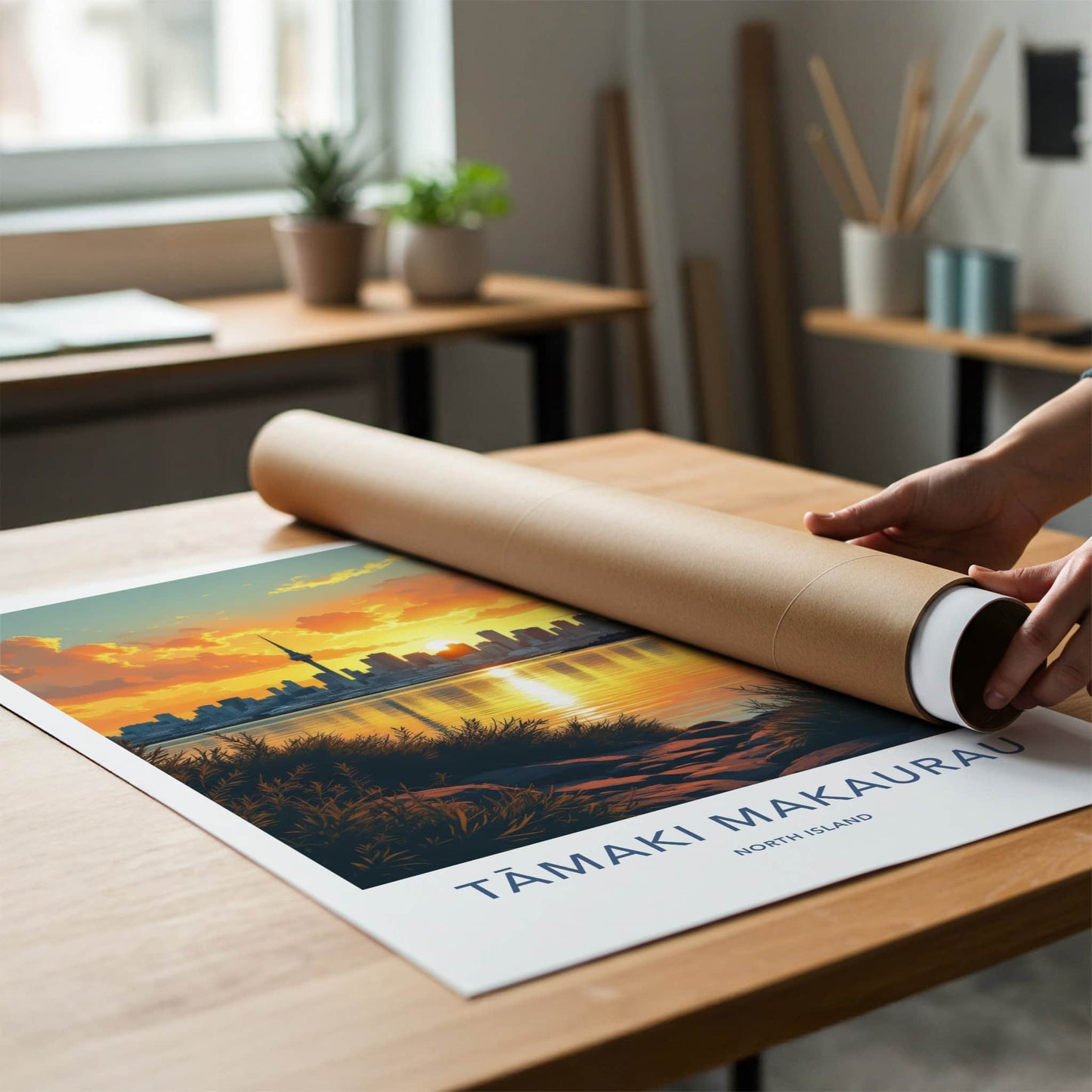 Auckland Poster - New Zealand Travel Art - City Skyline Sunset Home Decor