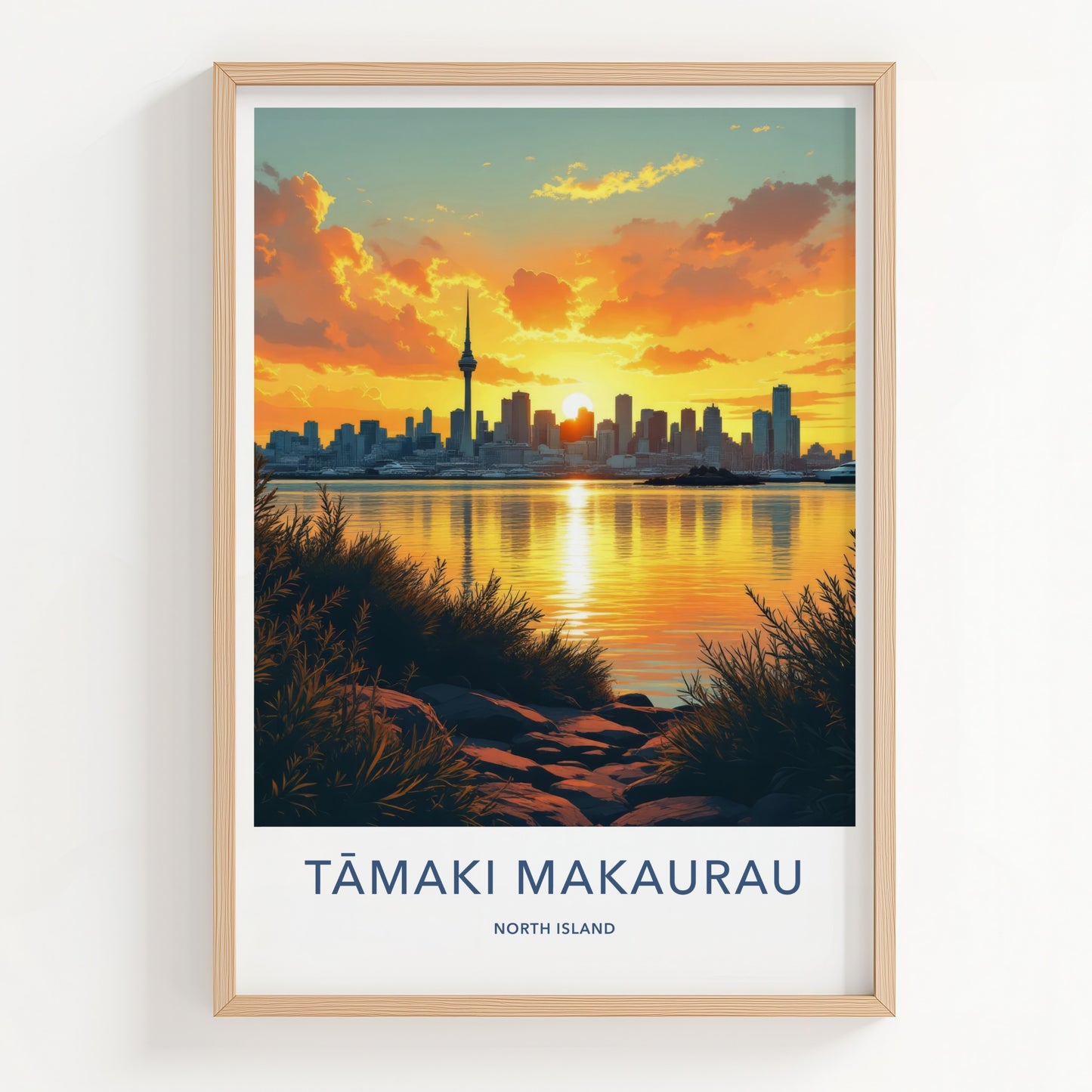 Auckland Poster - New Zealand Travel Art - City Skyline Sunset Home Decor