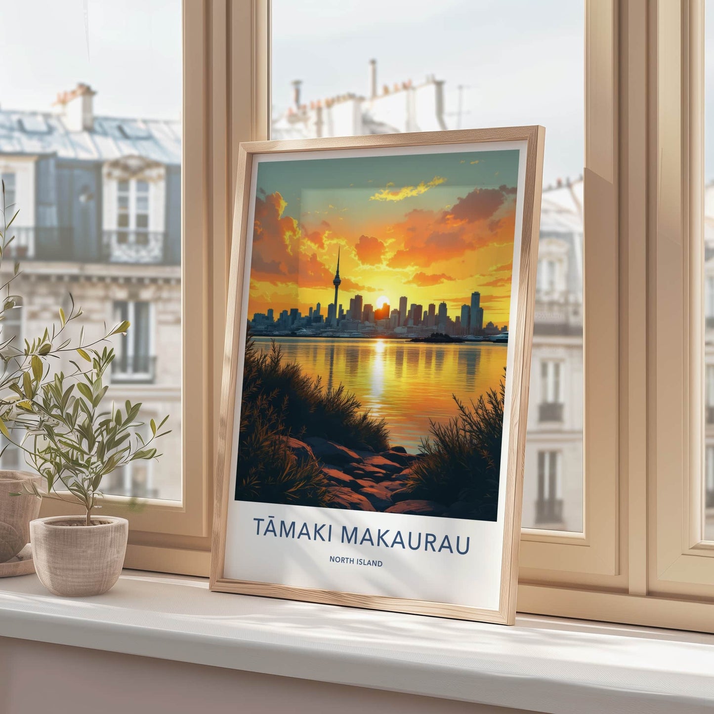 Auckland Poster - New Zealand Travel Art - City Skyline Sunset Home Decor