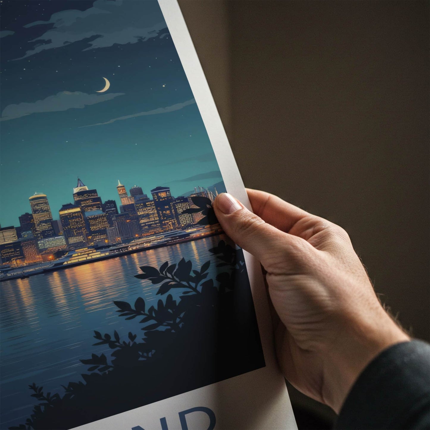 Auckland Poster - New Zealand Travel Art - Moonlit Harbor City Home Decor