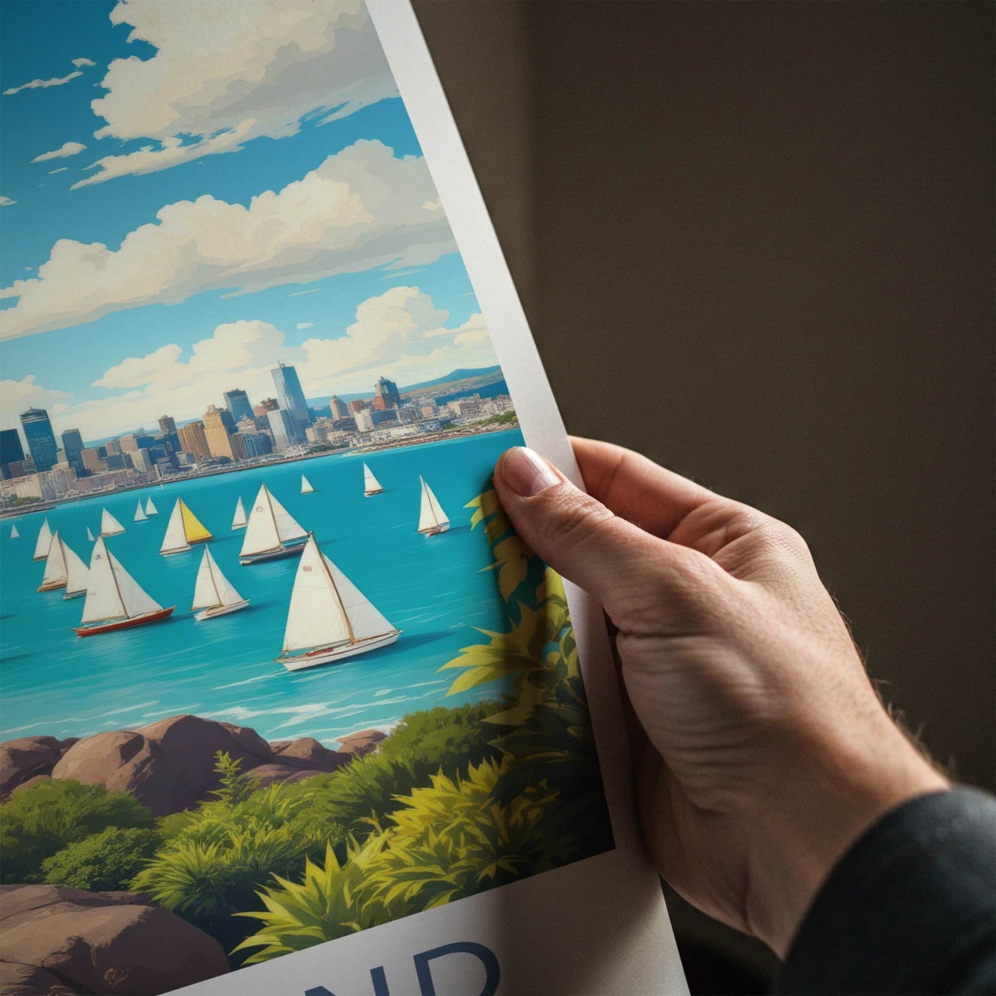 Auckland Poster - New Zealand Travel Art - Sky Tower Sailboats Home Decor