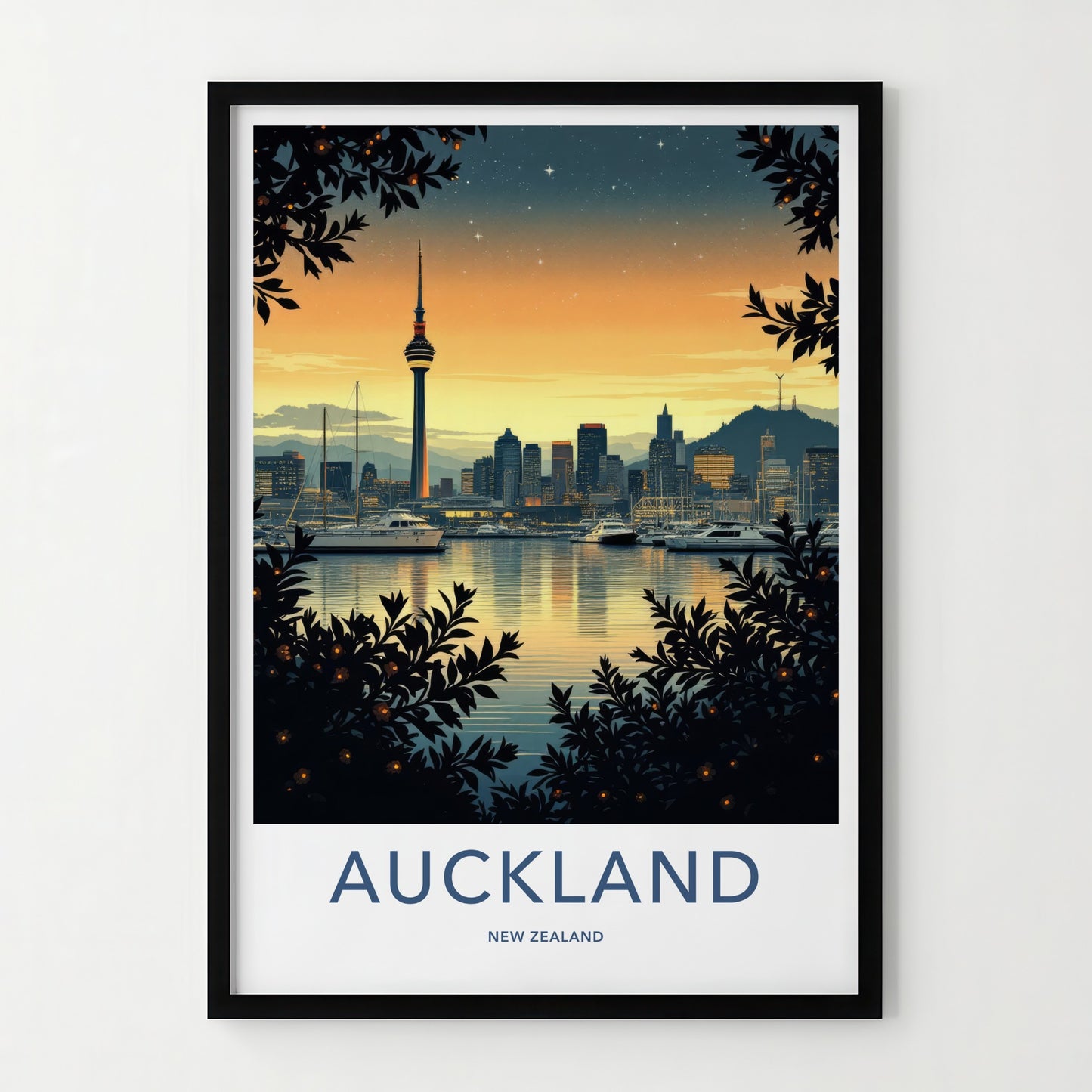 Auckland Poster - New Zealand Travel Art - Sky Tower Twilight Home Decor