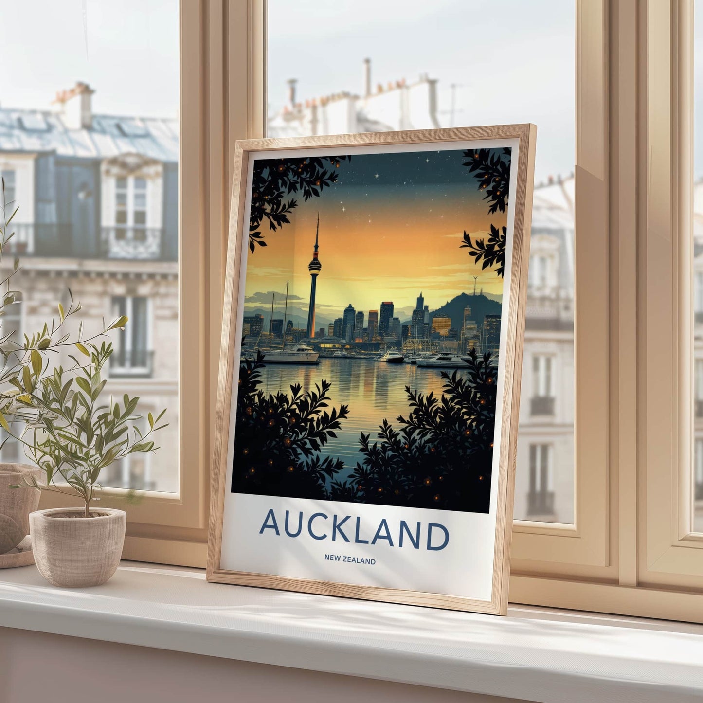 Auckland Poster - New Zealand Travel Art - Sky Tower Twilight Home Decor