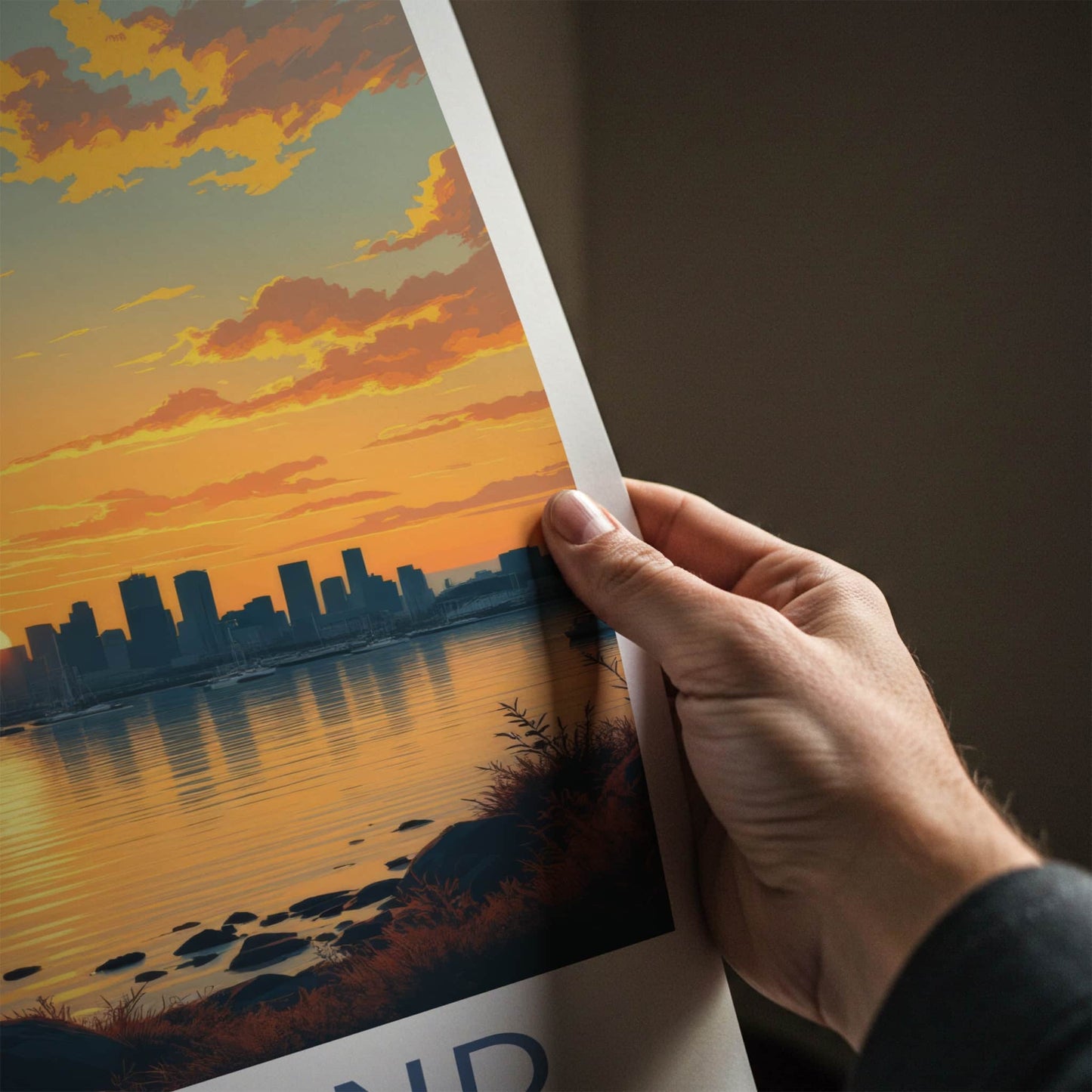 Auckland Poster - New Zealand Travel Art - Sunset City Skyline Home Decor